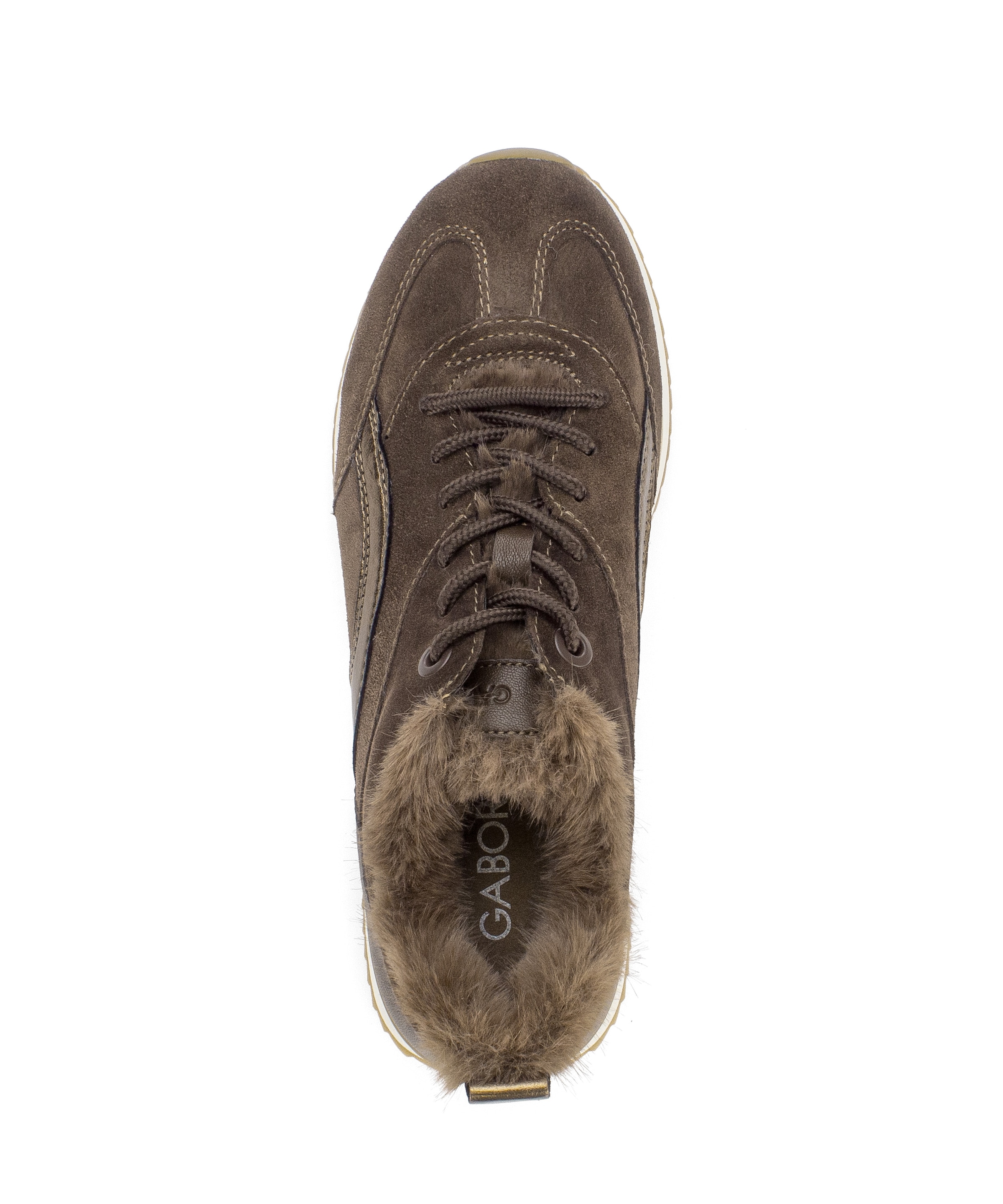 Gabor Sneaker  Keilabsatz, Schnürschuh mit Fellimitat am Schaftrand, G-Weite