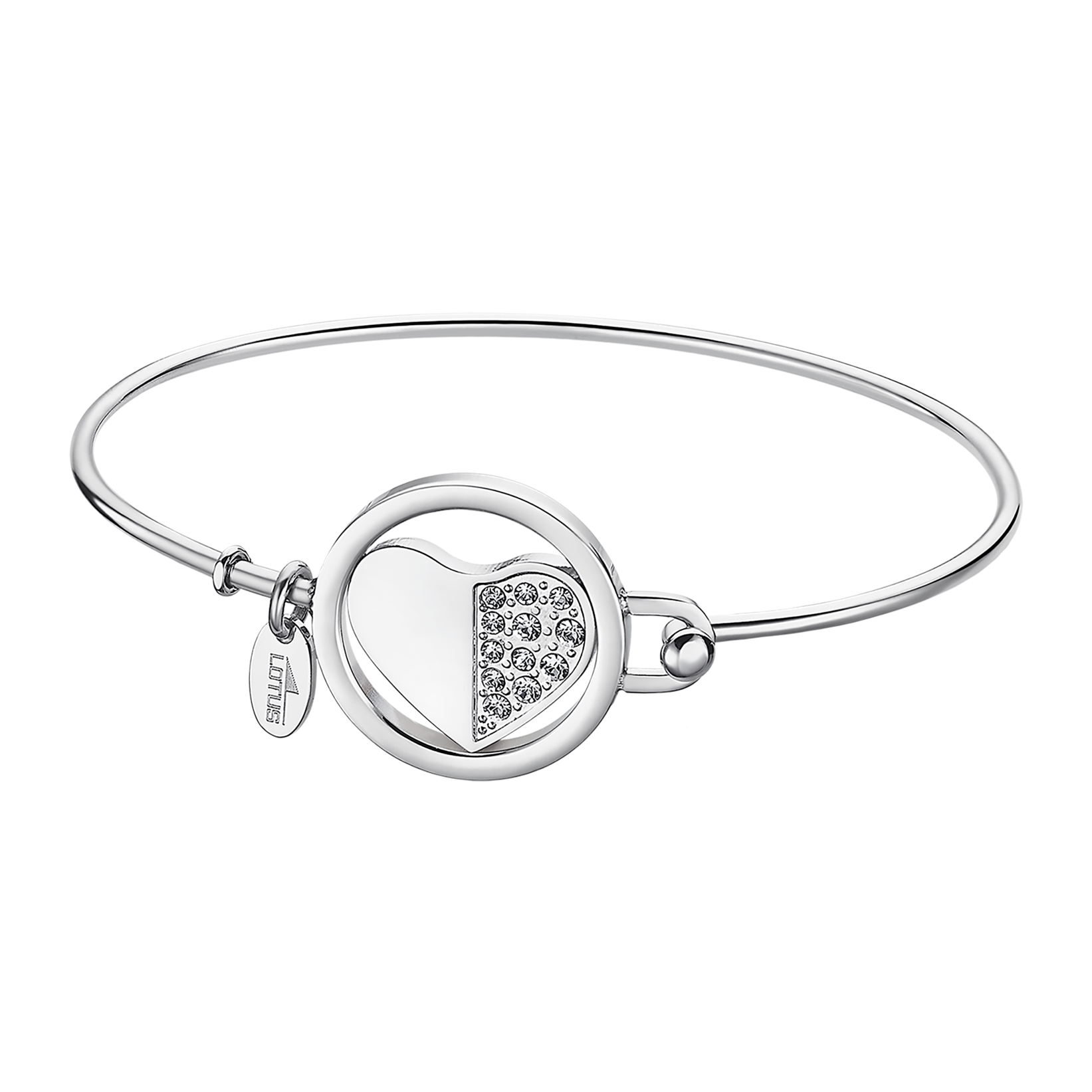 LOTUS Damen Armreif "Essentials - Herz", Edelstahl, silber, Edelstahl, Armbänder, mit Glasstein