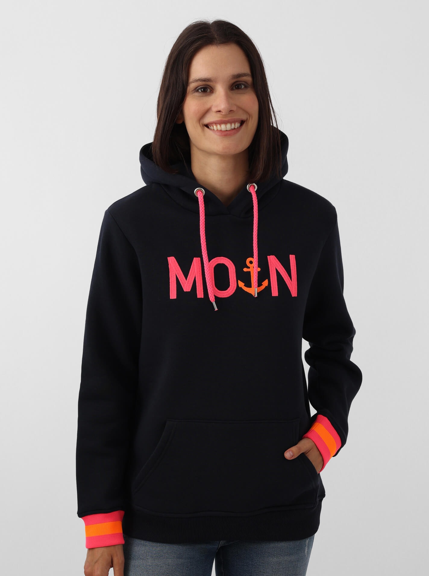 Zwillingsherz Hoodie ""Rahel"", Kontrastbündchen, Kängurutasche, Langarm, K günstig online kaufen