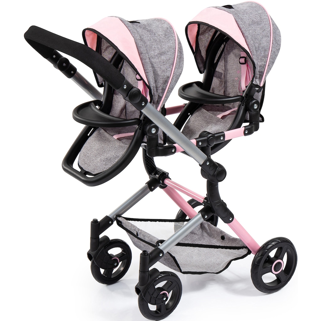 Bayer Puppen-Zwillingsbuggy »Twin Neo, grau«, mit Wickeltasche