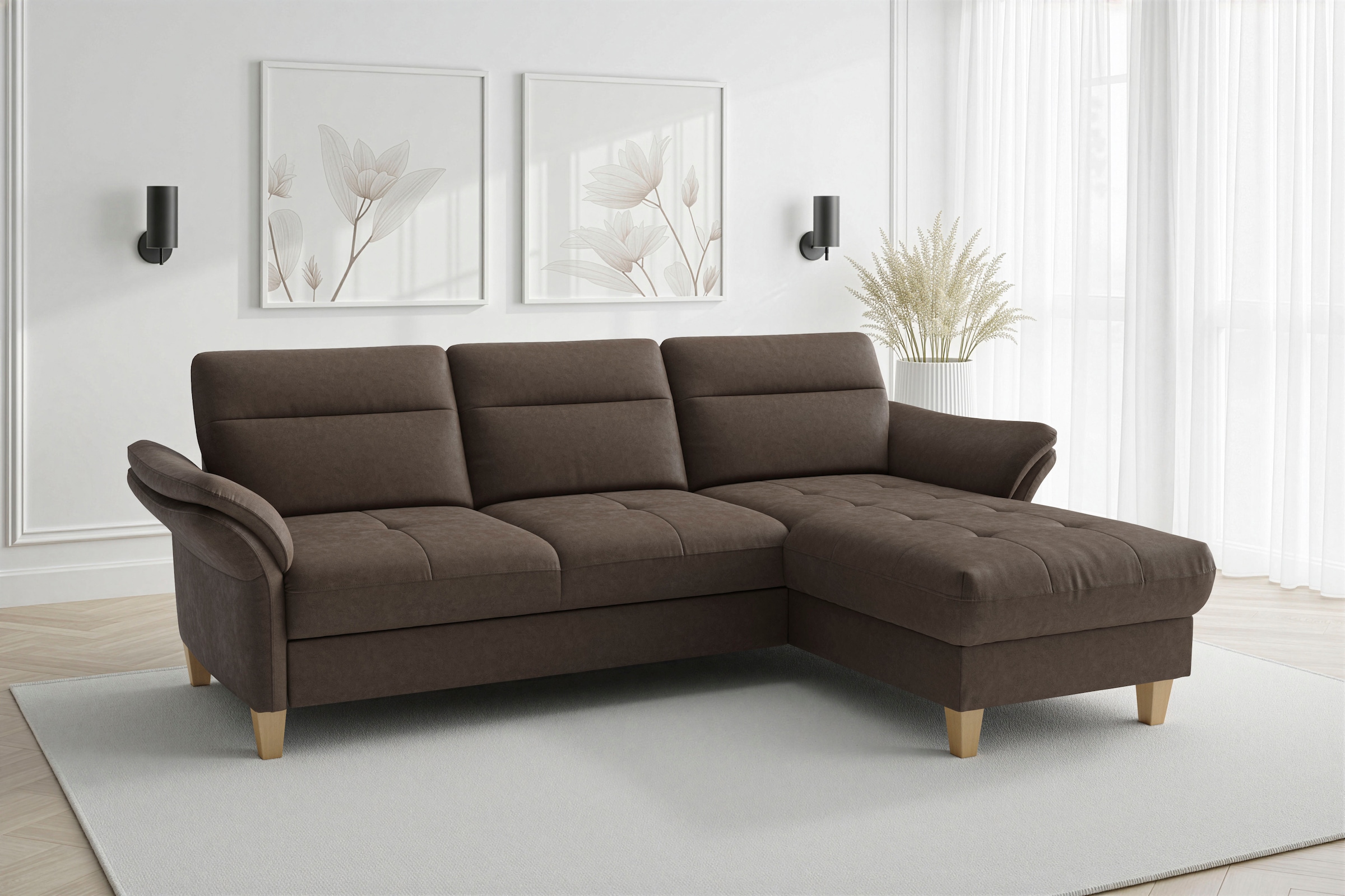 sit&more Ecksofa "Pamela L-Form, B: 230 cm, optional Schlaffunktion & Bettkasten" mit Federkern und Liegefläche aus Originalstoff