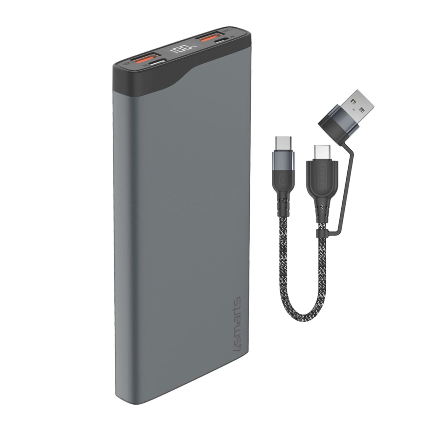 4smarts Powerbank »VoltHub Pro 10000mAh«, 4smarts Powerbank VoltHub Pro 10000mAh QuickCharge PD gunmetal, 10000 mAh