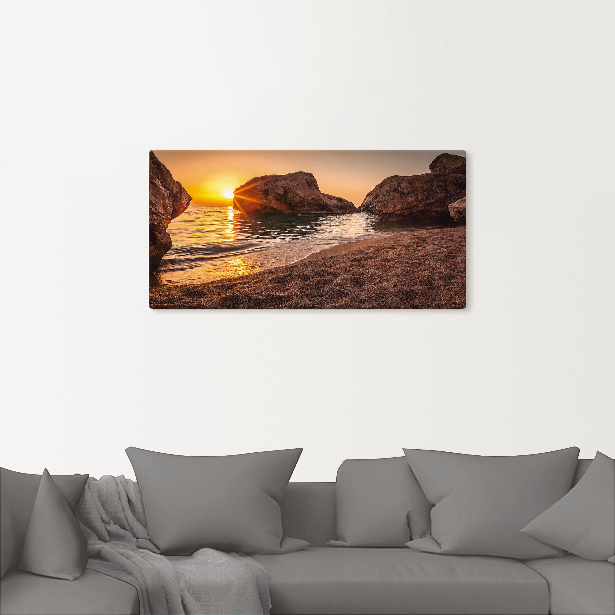 Artland Wandbild »Sonnenuntergang und Strand«, Strand, (1 St.), als Alubild, Outdoorbild, Leinwandbild, Poster, Wandaufkleber
