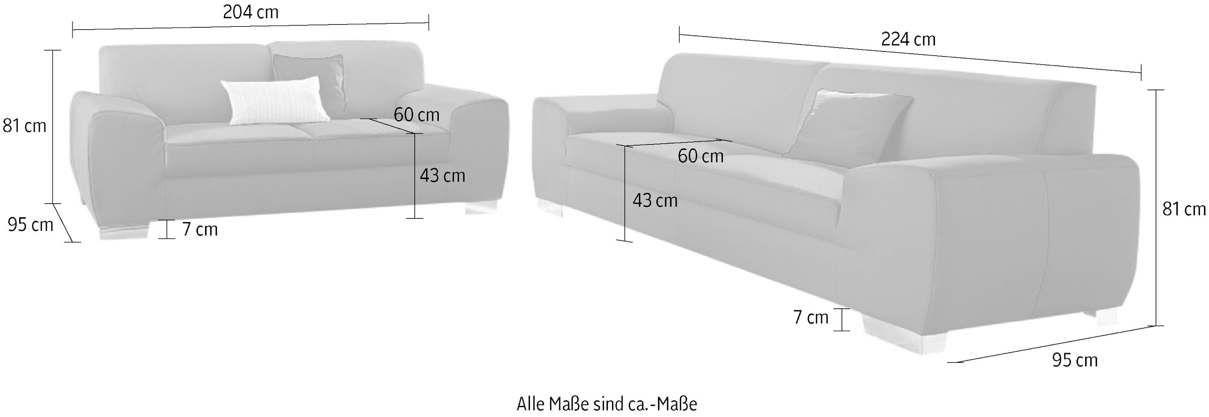 DOMO collection Polstergarnitur »Ricardo«, (Set, 2 tlg.), Set: 2-Sitzer und 2,5-Sitzer