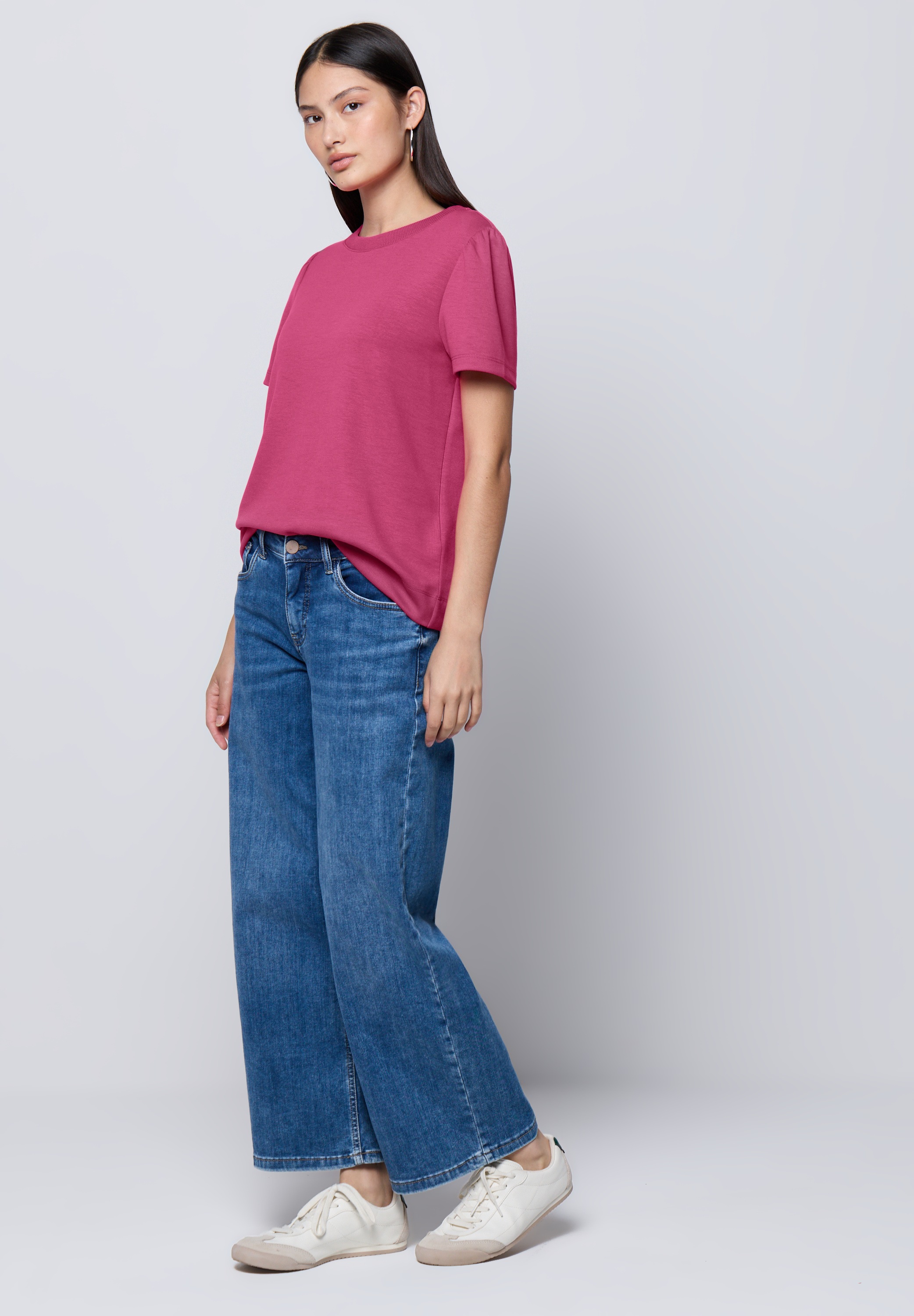 Thumbnail - STREET ONE STUDIO Rundhalsshirt mit gerafften Ärmeln