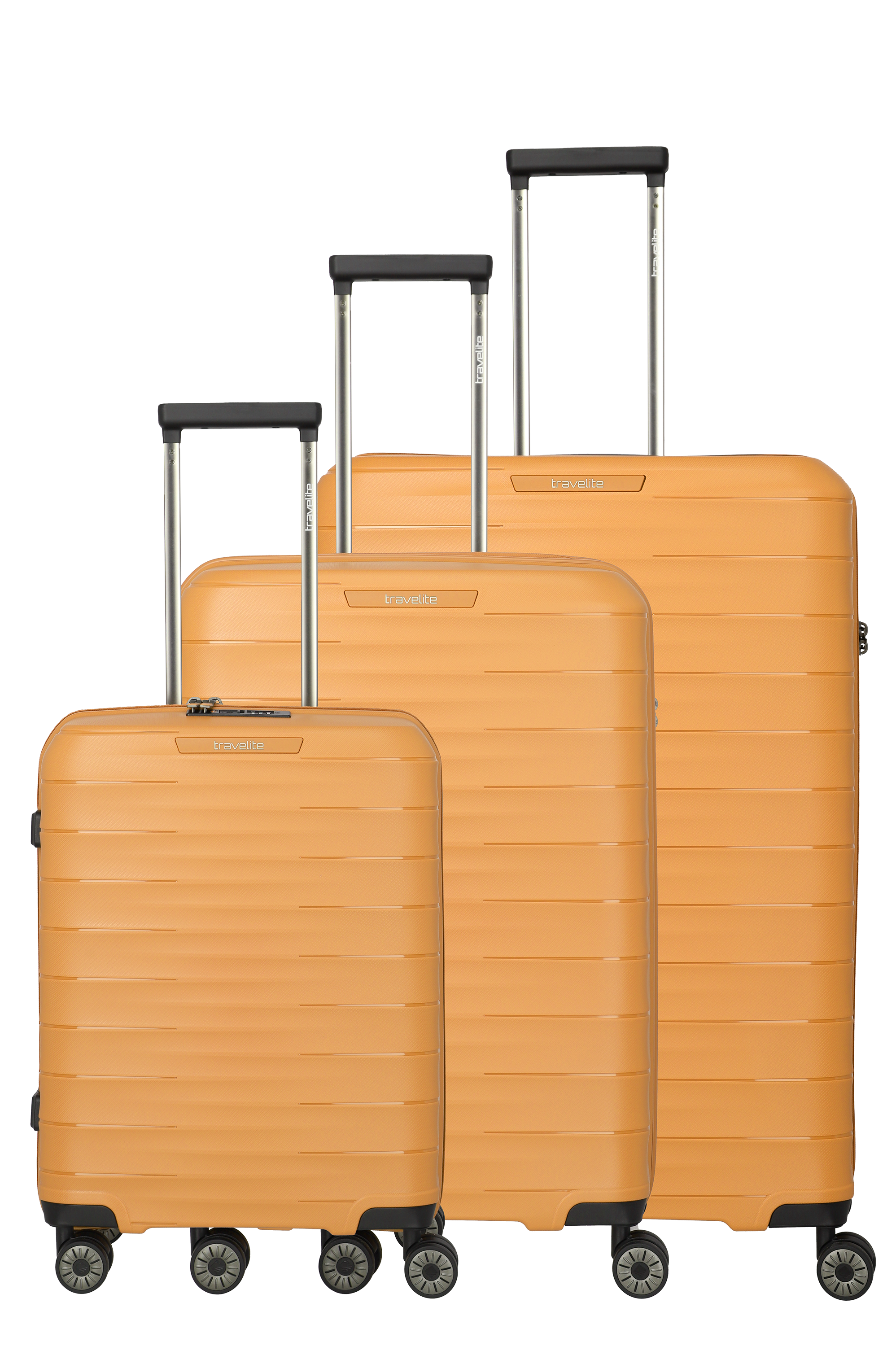 travelite Trolleyset "MOOBY 3-teilig Reisekoffer Hartschale" mit TSA-Schloss und recyceltem Polypropylen