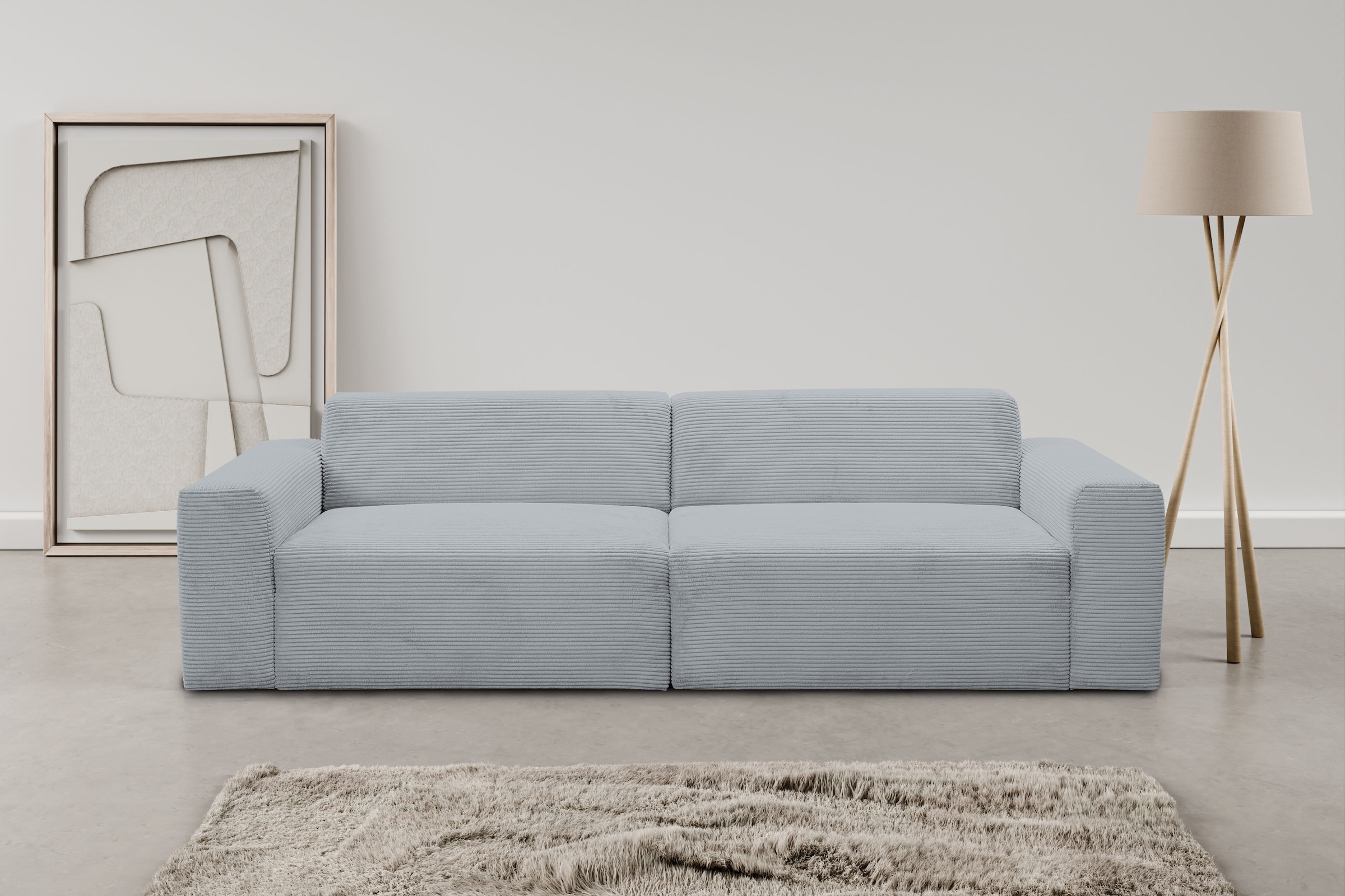 WERK2 Sofa "Zeus 3-Sitzer 256 cm breit, 105 cm tief, Big-Sofa, modern & bequem" Curvy Trend 3-Sitzer mit urbaner Optik