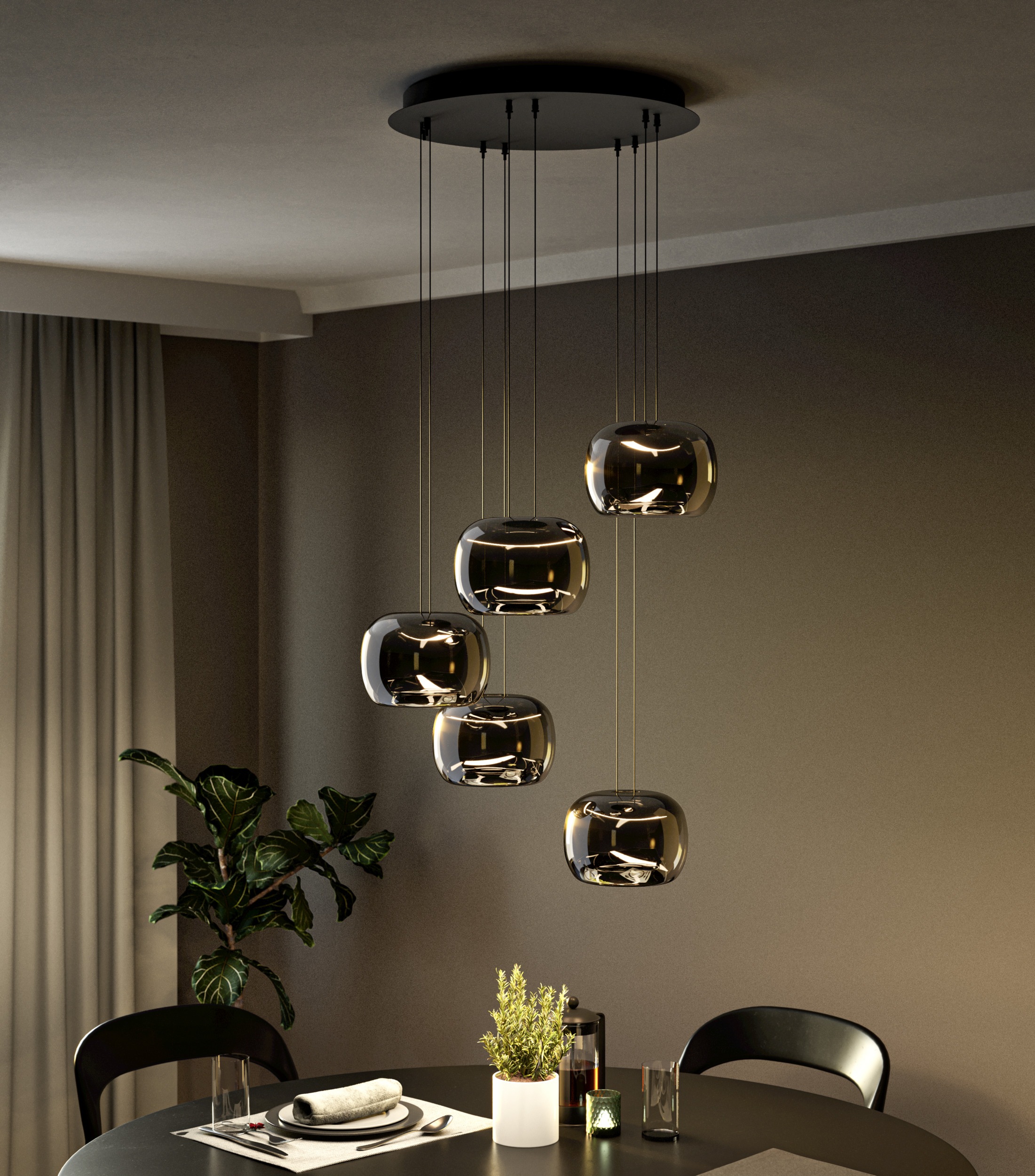 EGLO Hängeleuchte »HORTUNAS Pendellampe - Stahl - LED - 5X5,8W - IP20« LED-Modul 1 Stk. Warmweiß Hängelampe, Deckenlampe, Wohnzimmer, Esszimmer, H150 x Ø50 cm