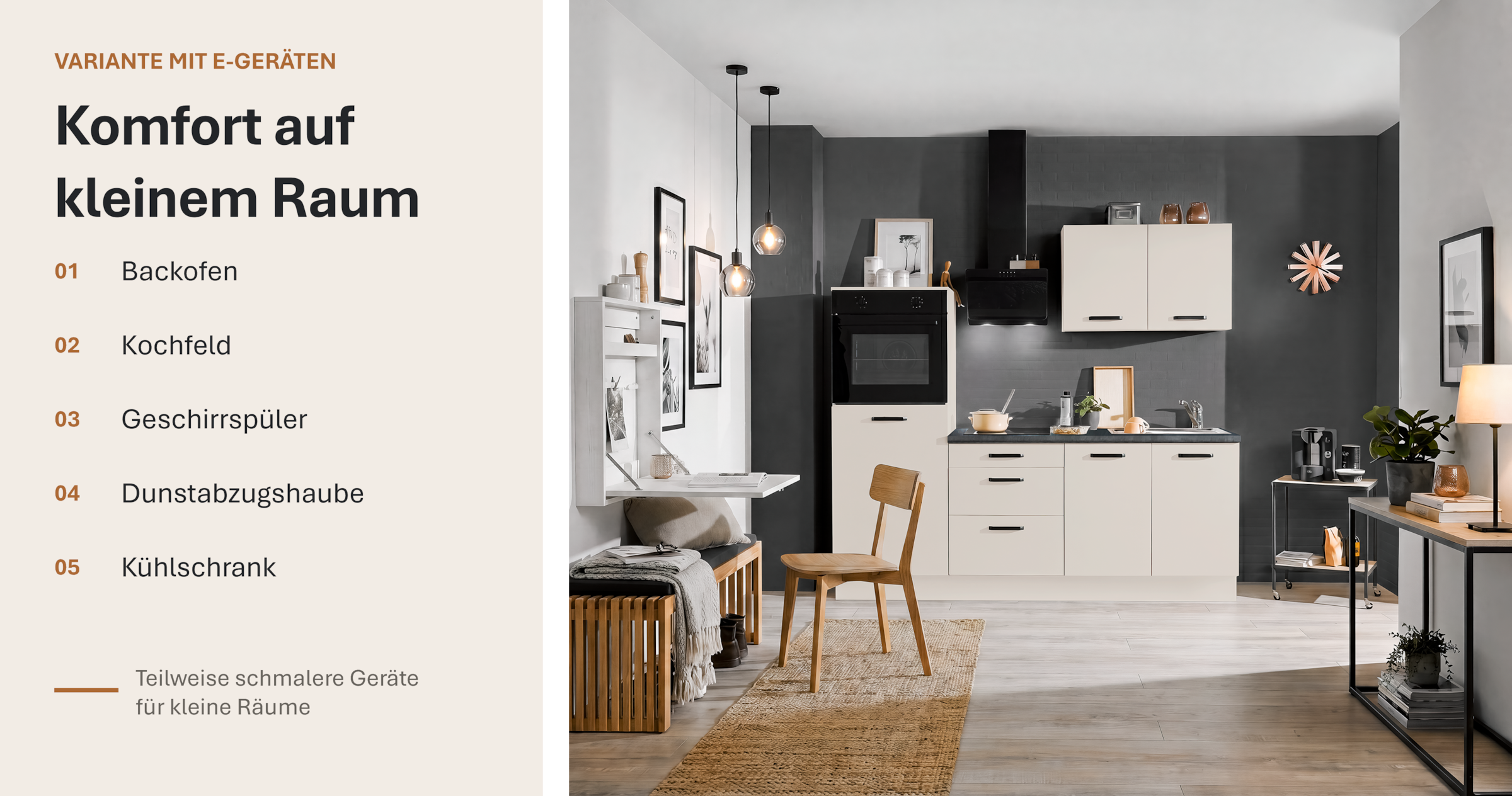 wiho Küchen Küchenzeile »Compact« Breite 210cm, wahlweise mit Geräten (mit Kühlschrank)