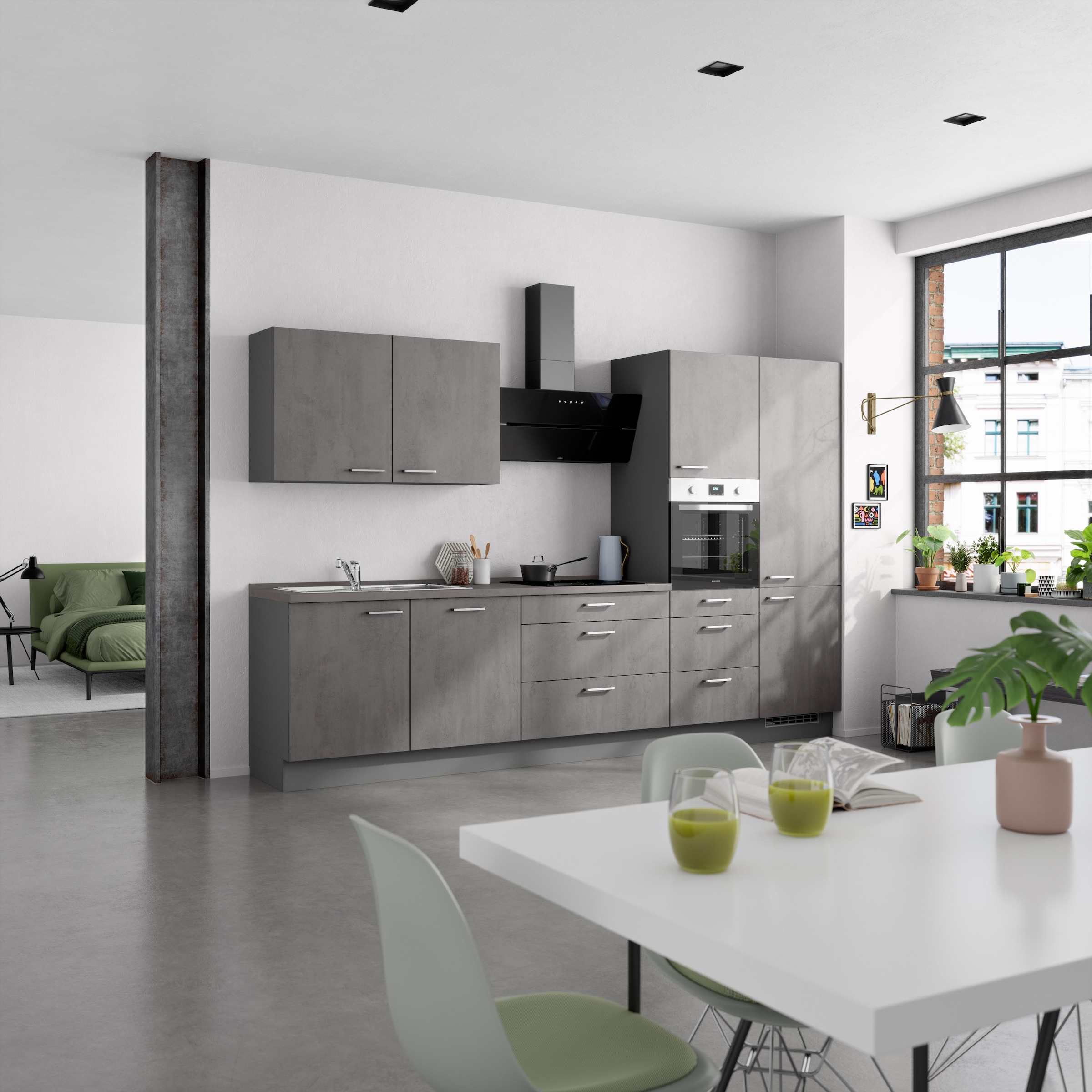 nobilia® Küchenzeile »"Riva II"«, vormontiert, Ausrichtung wählbar, Breite 330 cm, wahlw. mit E-Geräten