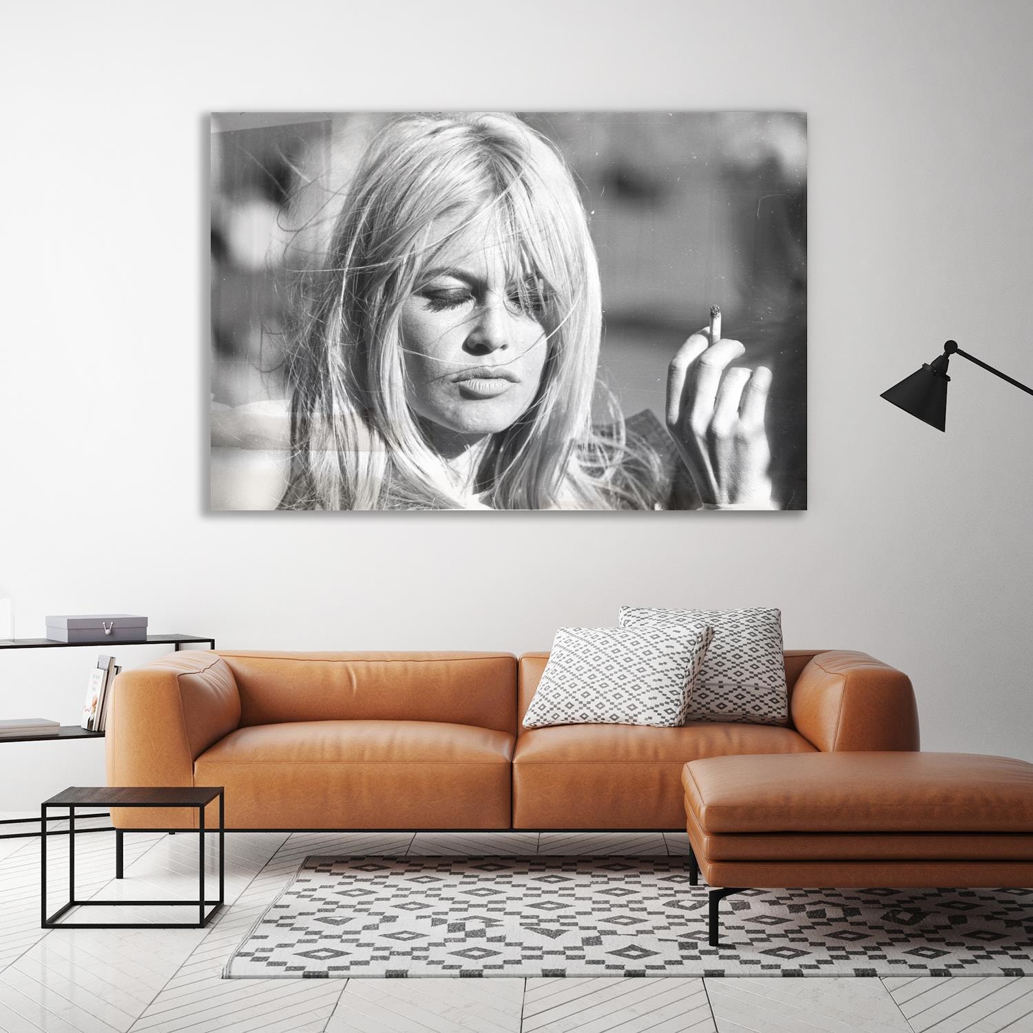 queence Acrylglasbild "Brigitte Bardot", Schwarz-Weiß-Stars-Frau-Portrait-F günstig online kaufen