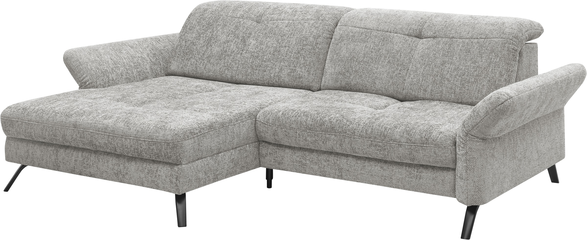 set one by Musterring Ecksofa »SO 4400 V«, wahlweise mit motorischer Bettfunktion & Kopfverstellung, Fuß schwarz