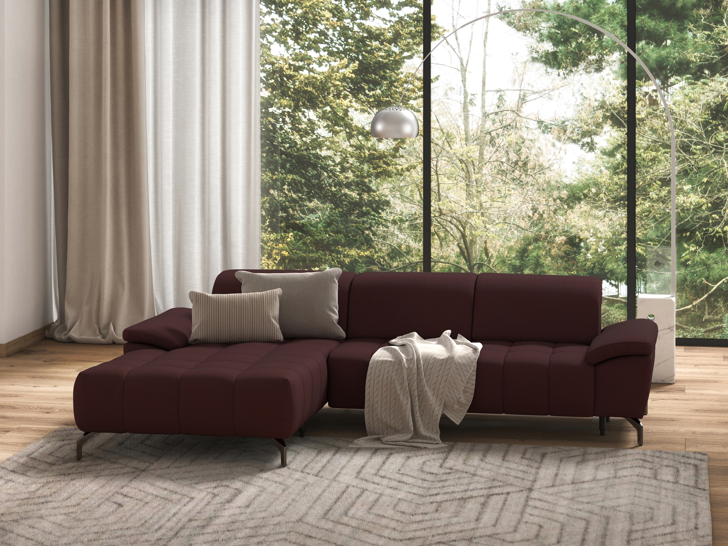 sit&more Ecksofa "Cool L-Form" wahlweise mit Kopfteilverstellung und Vorziehsitz, motorisch