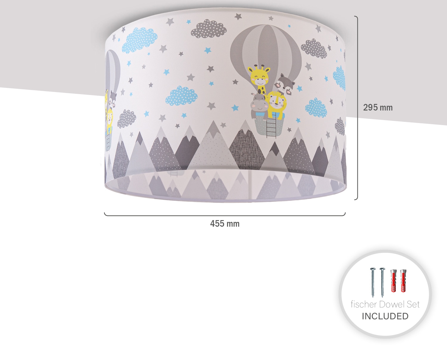 Paco Home Deckenleuchte »Cosmo 343«, 1 flammig, Leuchtmittel E27 | ohne Leuchtmittel, Lampe Kinderzimmer Deckenlampe Heißluftballon Wolken Tiere Zoo E27