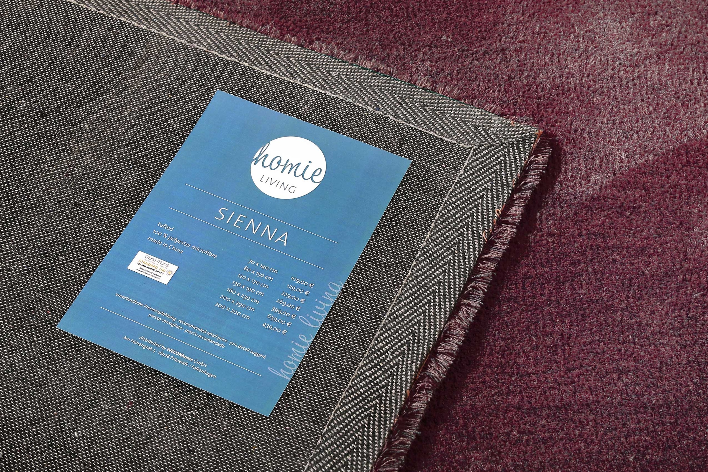 Homie Living Teppich »Sienna«, quadratisch, 20 mm Höhe, Hochflor, Microfaser, uni, weich & kuschelig, Wohnzimmer, Schlafzimmer
