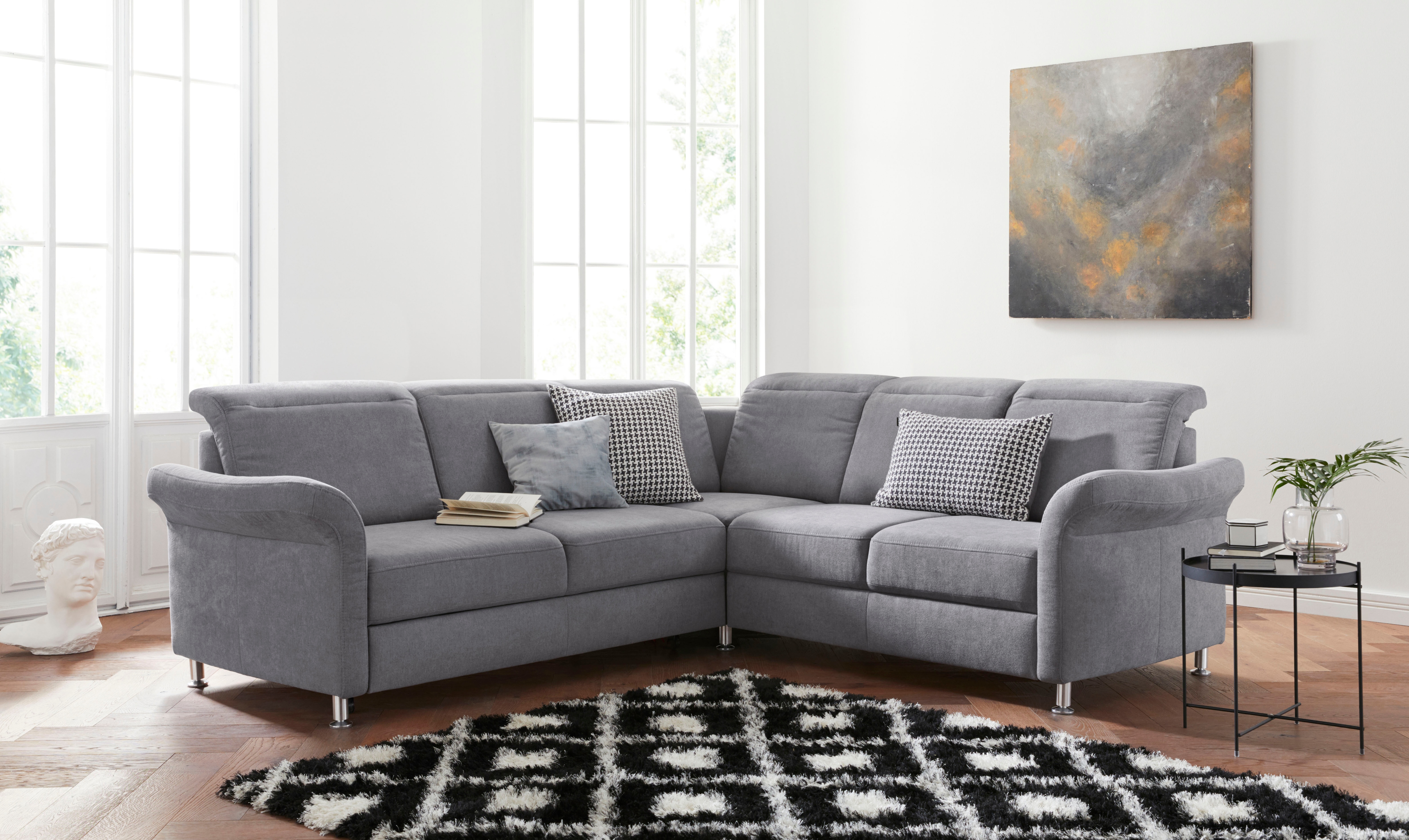sit&more Ecksofa "Darwin L-Form" inklusive Federkern, wahlweise mit Kopfteilverstellung, Schlaffunktion