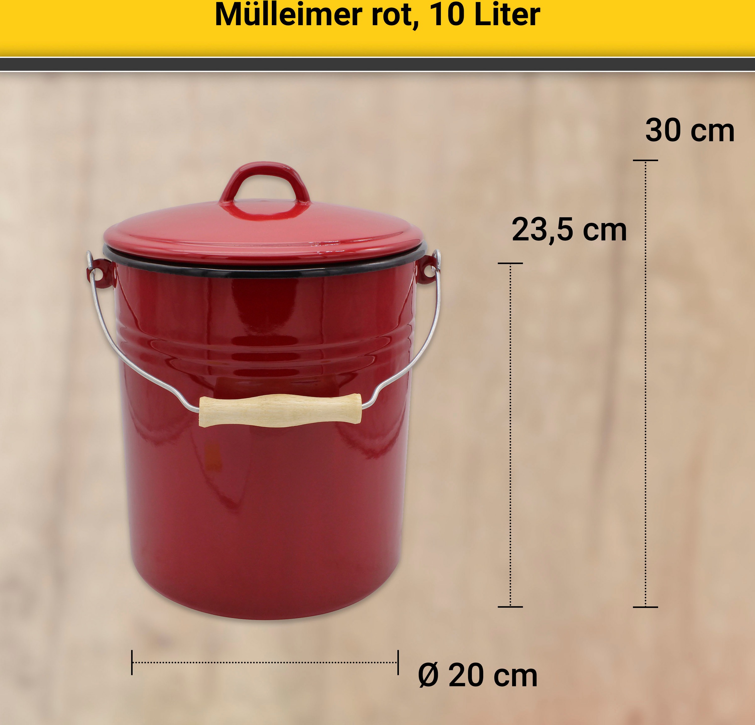 Krüger Mülleimer "Emaille Mülleimer mit Deckel Serie Rio" schnitt- / kratzf günstig online kaufen