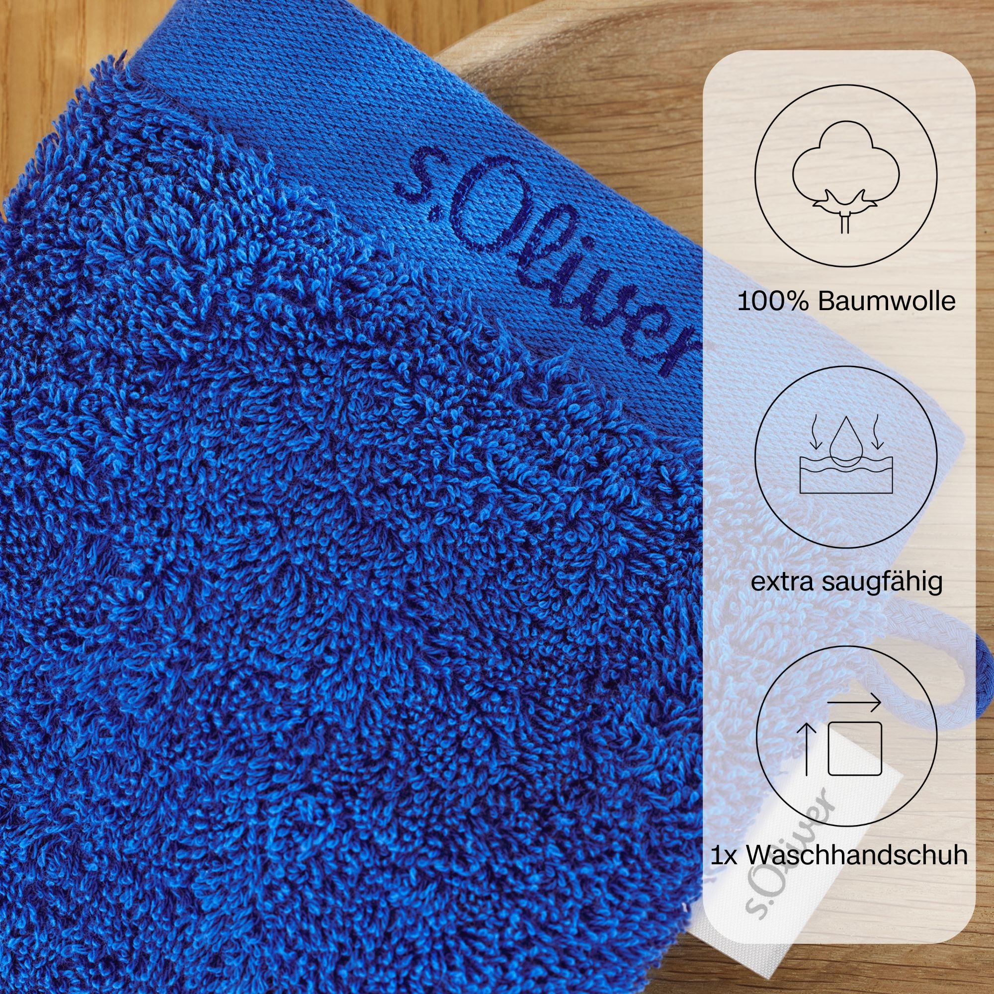 s.Oliver Waschhandschuh »s.Oliver, Premium Qualität, 600 gr/m², auch als Sets erhältlich«, (1 St., Waschlappen 16 x 21 cm), große Farbauswahl, auch als Duschtuch, Handtuch, Gästetuch