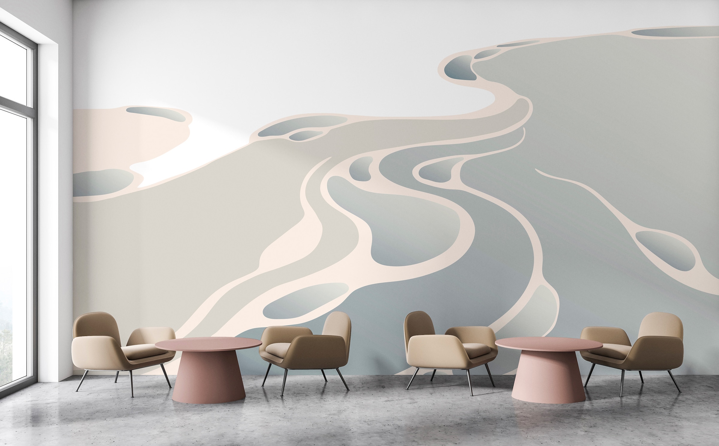 living walls Vliestapete "Fototapete Abstraktes Wasser Grau Beige modern" matt glatt