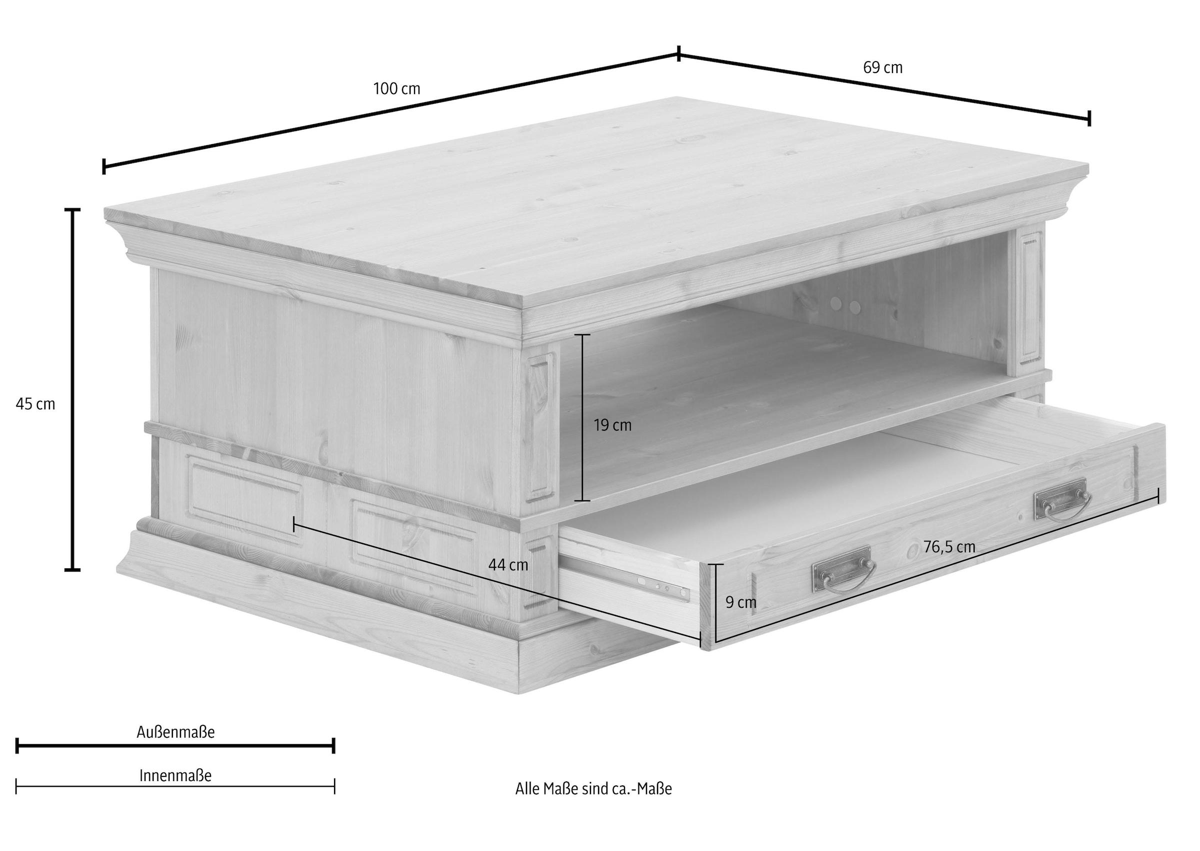 Home affaire Couchtisch »Vinales«, Breite 100 cm, mit 1 Schublade