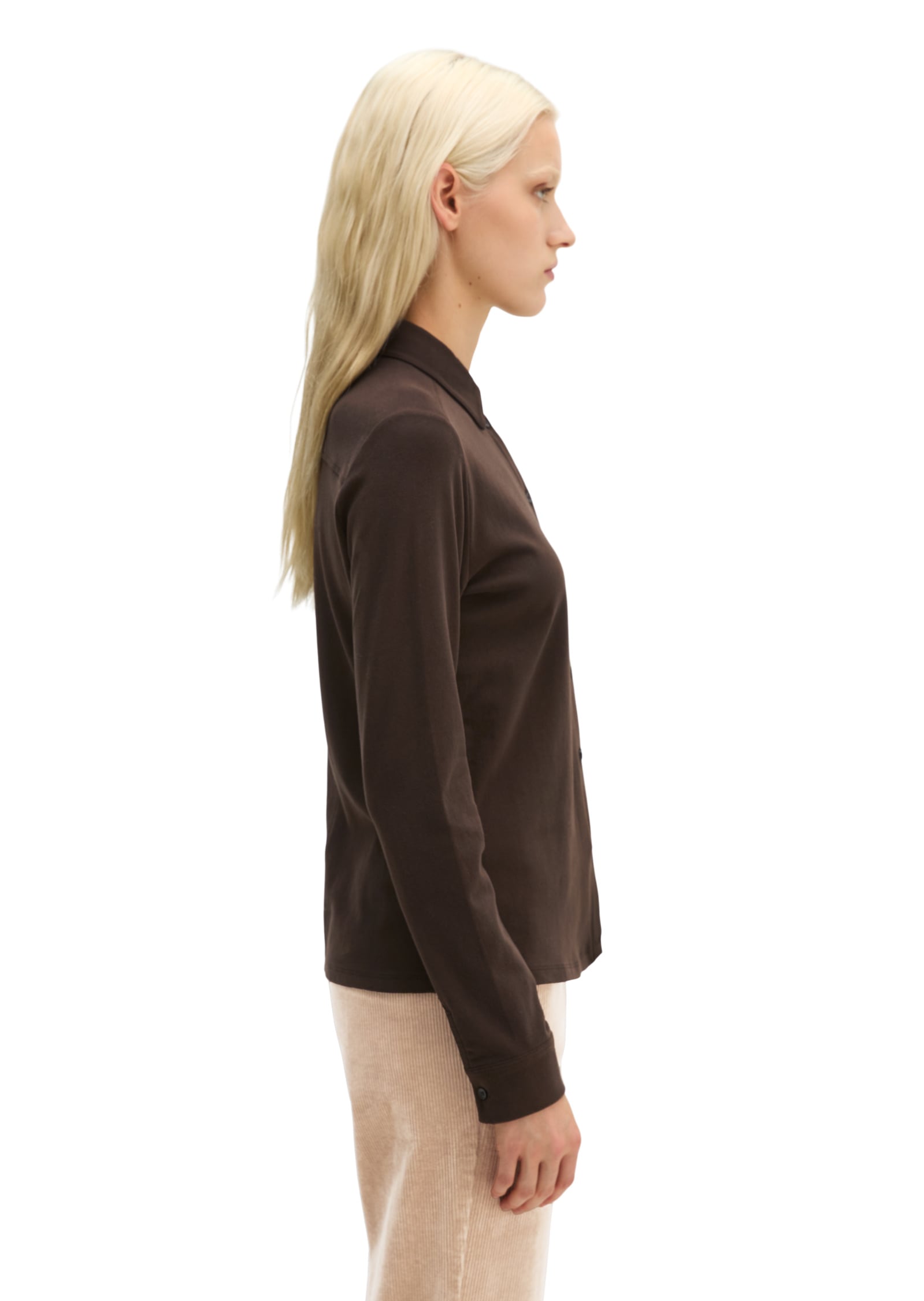 Marc O'Polo Langarm-Poloshirt »aus gebrushtem Single Jersey«
