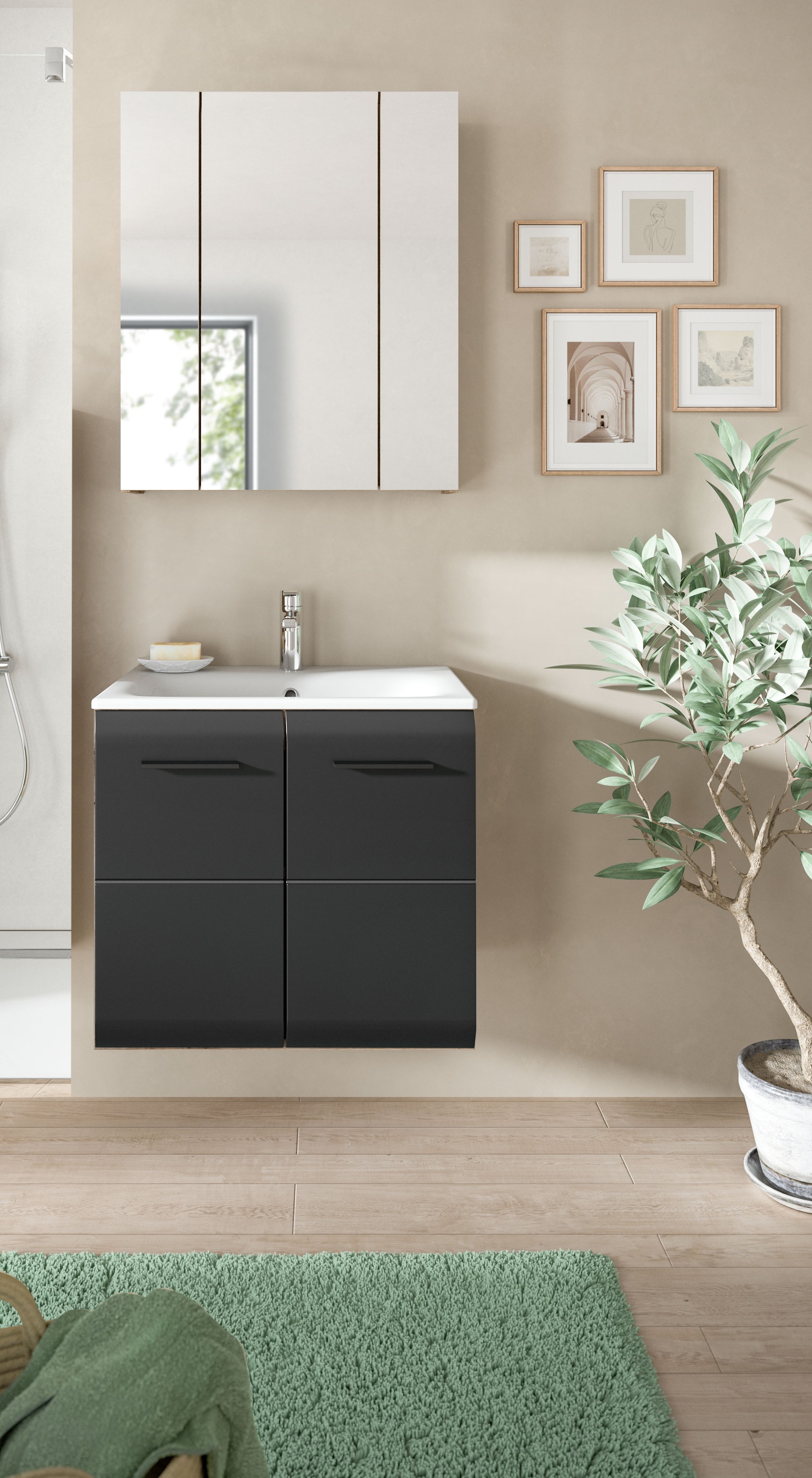 INOSIGN Badezimmer-Set, (Set, 3 St.), Florenz, Badkombination 3-tlg., Nox O günstig online kaufen