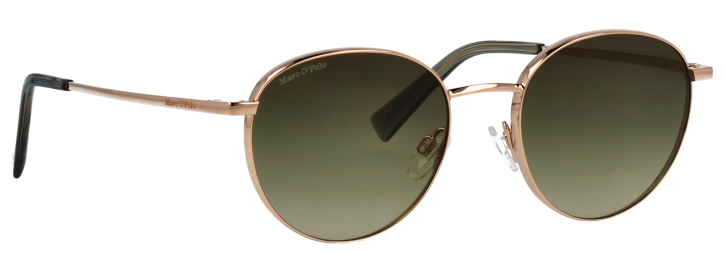 Sonnenbrille MARC O'POLO "Modell 505123", Damen, gold, glänzend, metallic, Sonnenbrillen Sonnenbrille, Form Panto, Logoschriftzug auf Bügel, Metallfassung