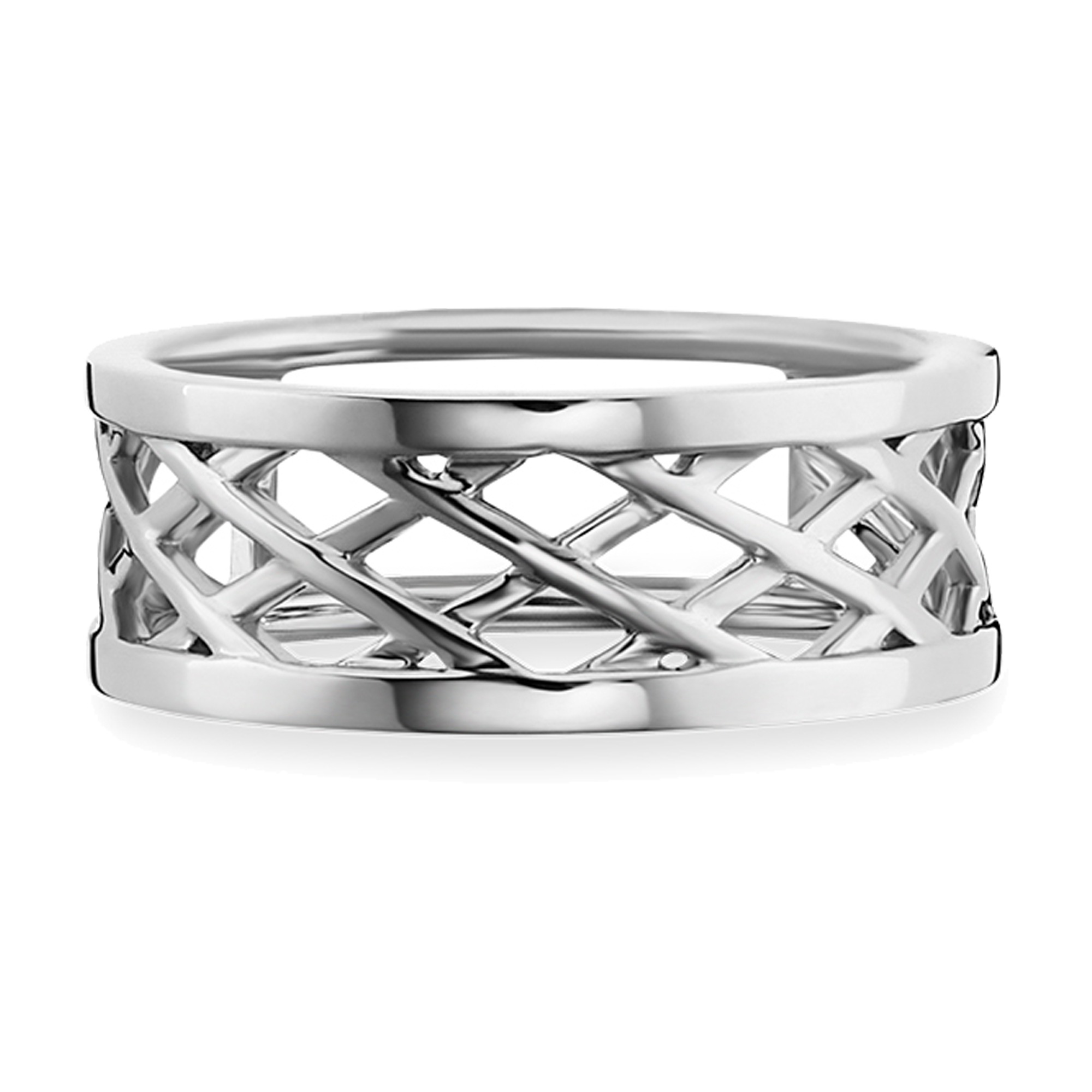 CAÏ Fingerring »925/- Sterling silber rhodiniert Gitterstruktur«