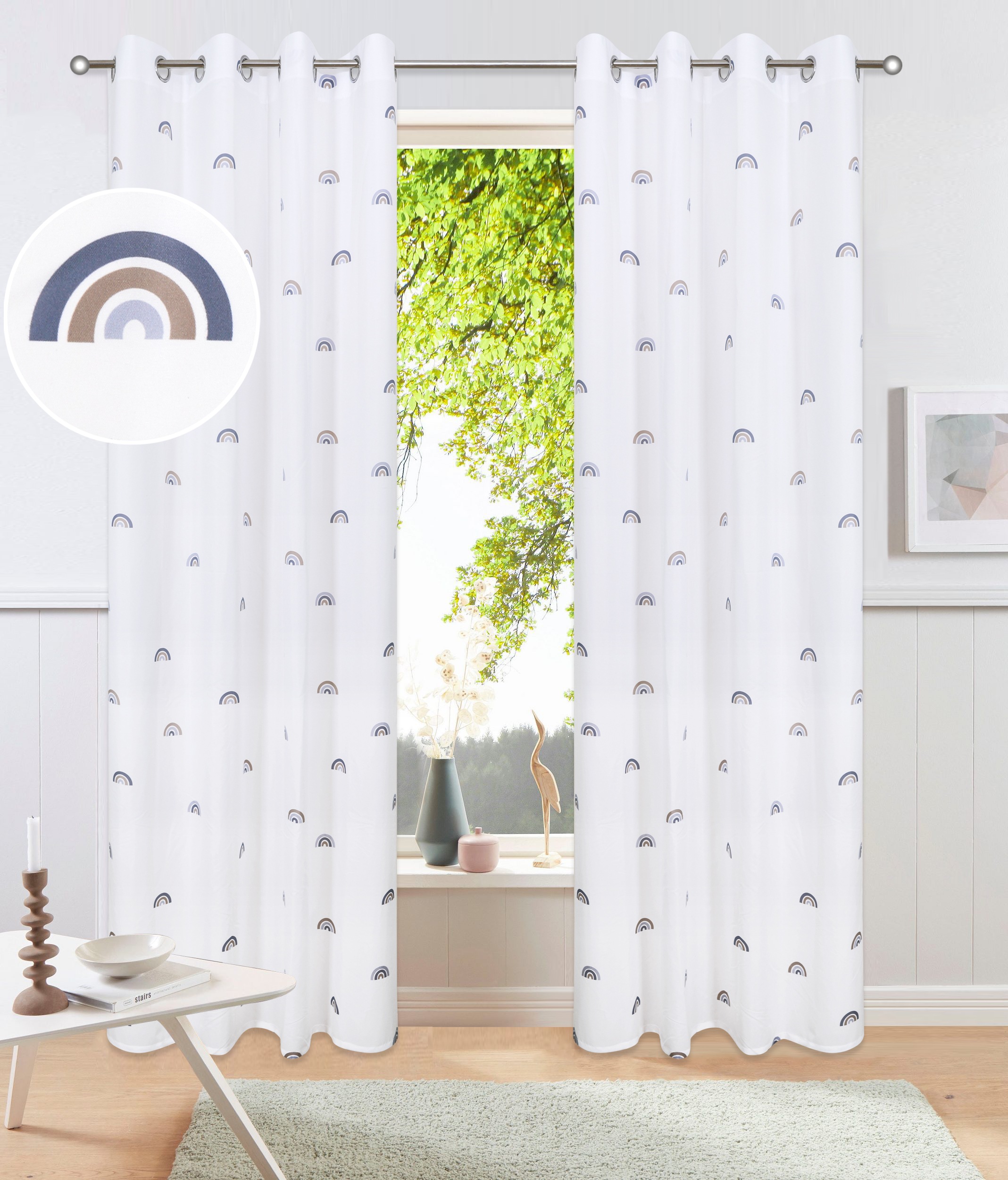 OTTO home Gardine "Elyna" Ösen 1 Stk. tlg. Pflegeleicht, Zartes Regenbogen- günstig online kaufen