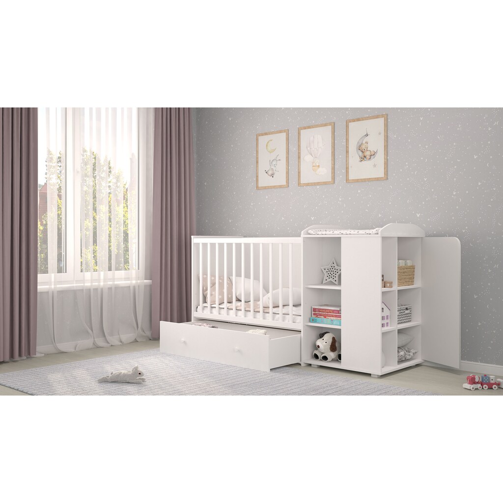 Polini kids Babybett »French 800 Teddy, weiß-eiche«