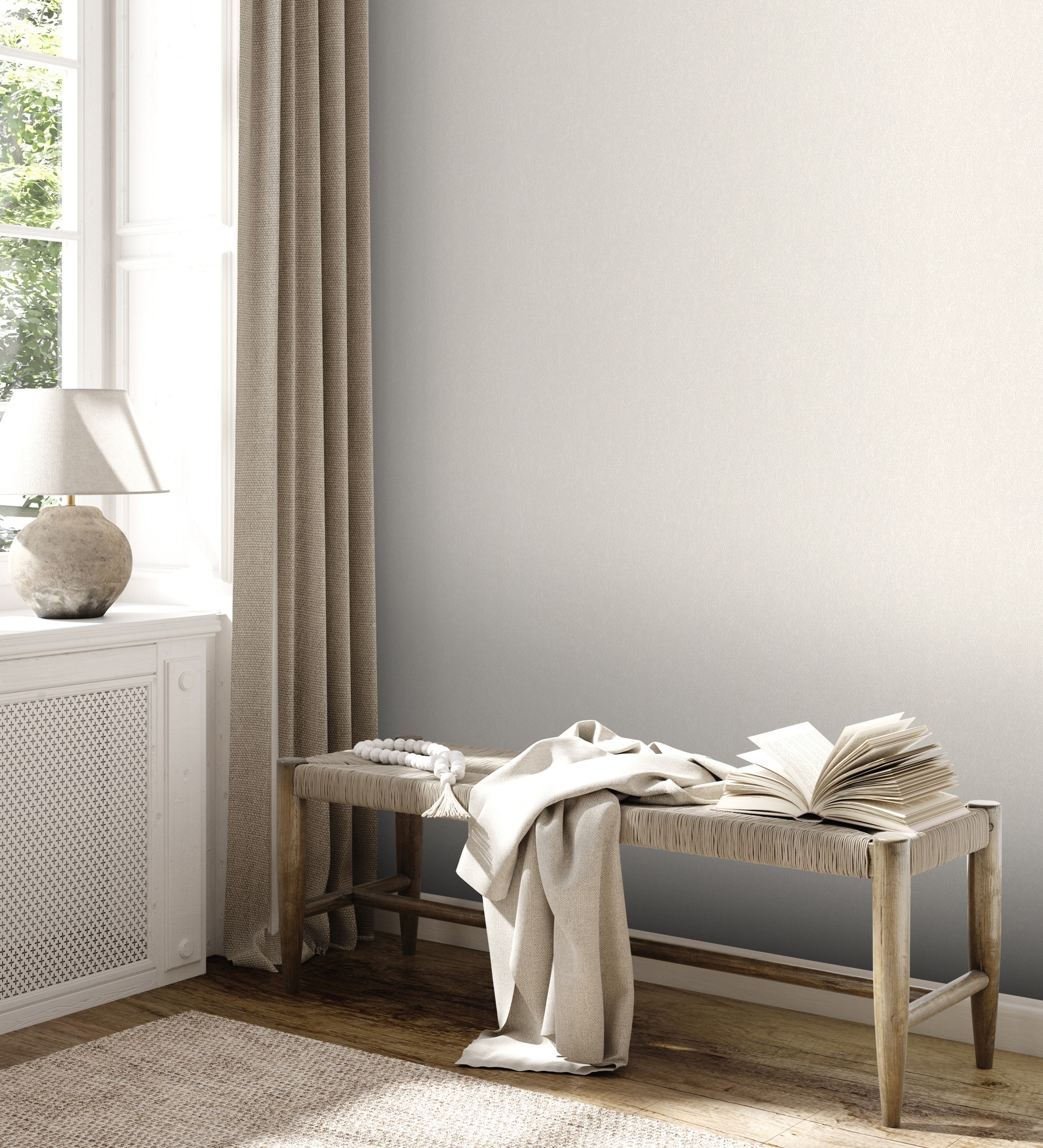 A.S. Création Vliestapete »Attractive 2 Mustertapete«, matt-gemustert-neutral, Unitapete glatt Hellgrau einfarbig Tapeten Wohnzimmer modern Design