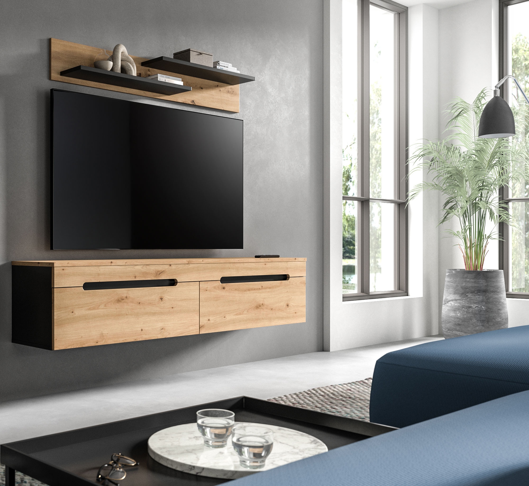 INOSIGN Wohnwand "REHAT, TOPSELLER, 2-teilig, wahlweise stehend und hängend günstig online kaufen