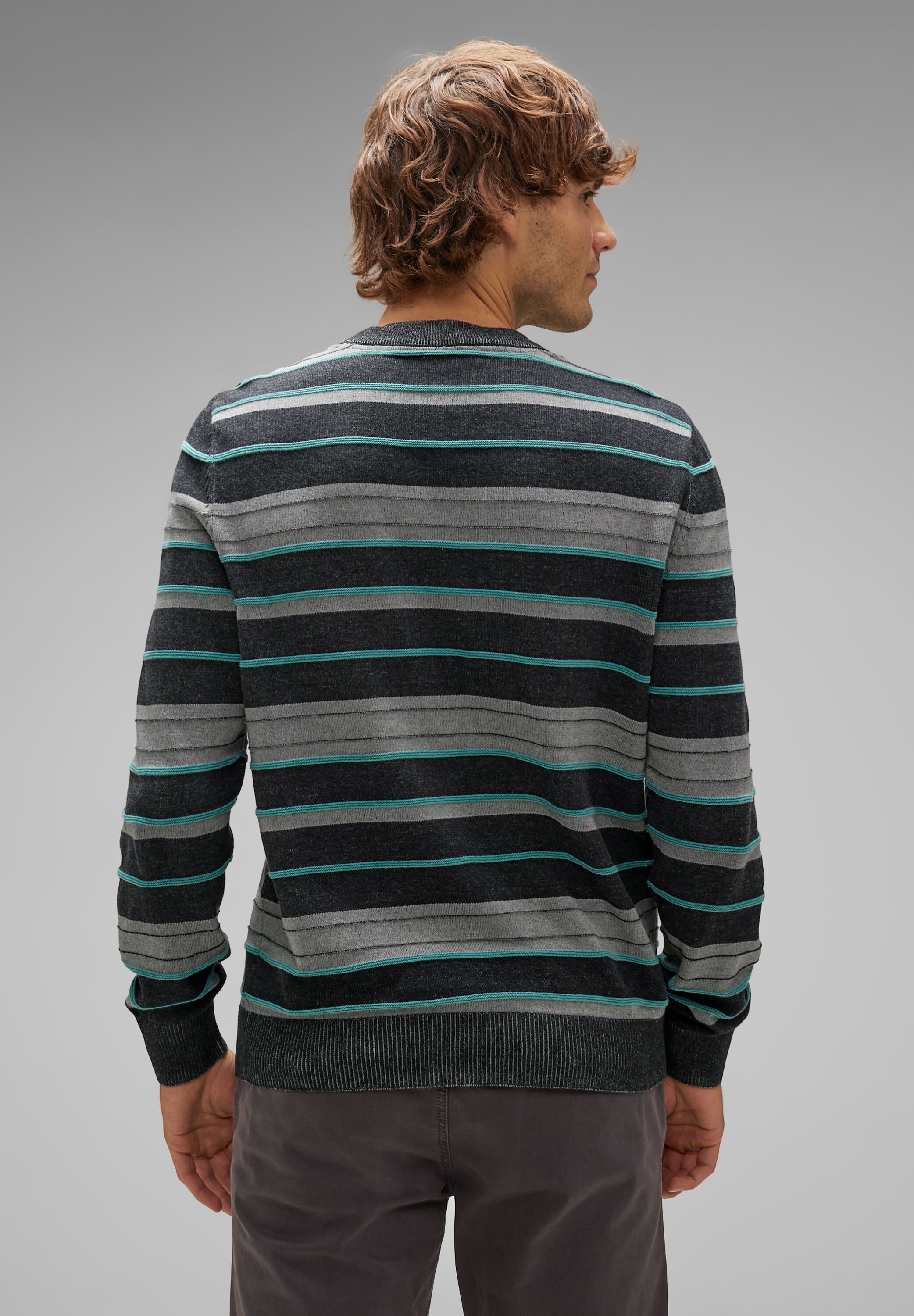 STREET ONE MEN Strickpullover, mit Rippstrickdetails