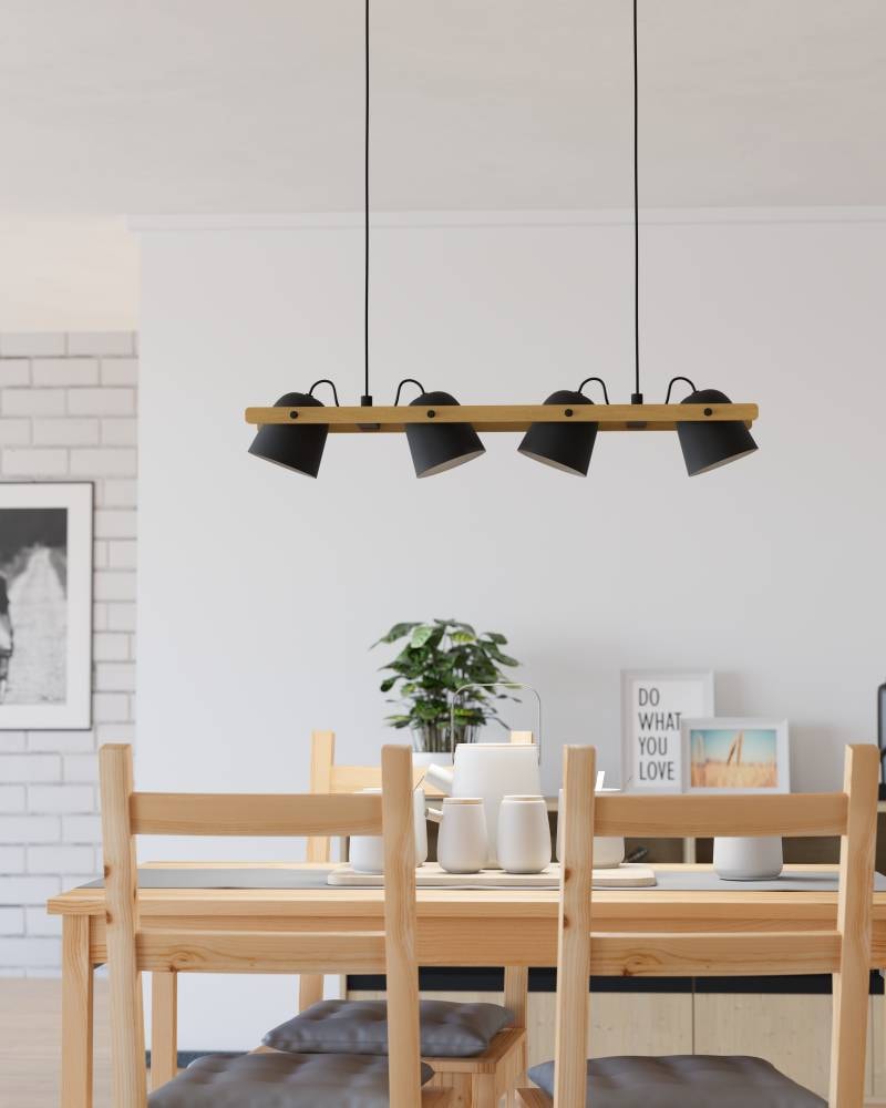 EGLO Hängeleuchte »HORNWOOD-Z«, 4 flammig, Leuchtmittel LED-Modul | LED fest integriert, FSCM70HB, ZigBee, App und Sprachsteuerung Alexa, RGB, dimmbar