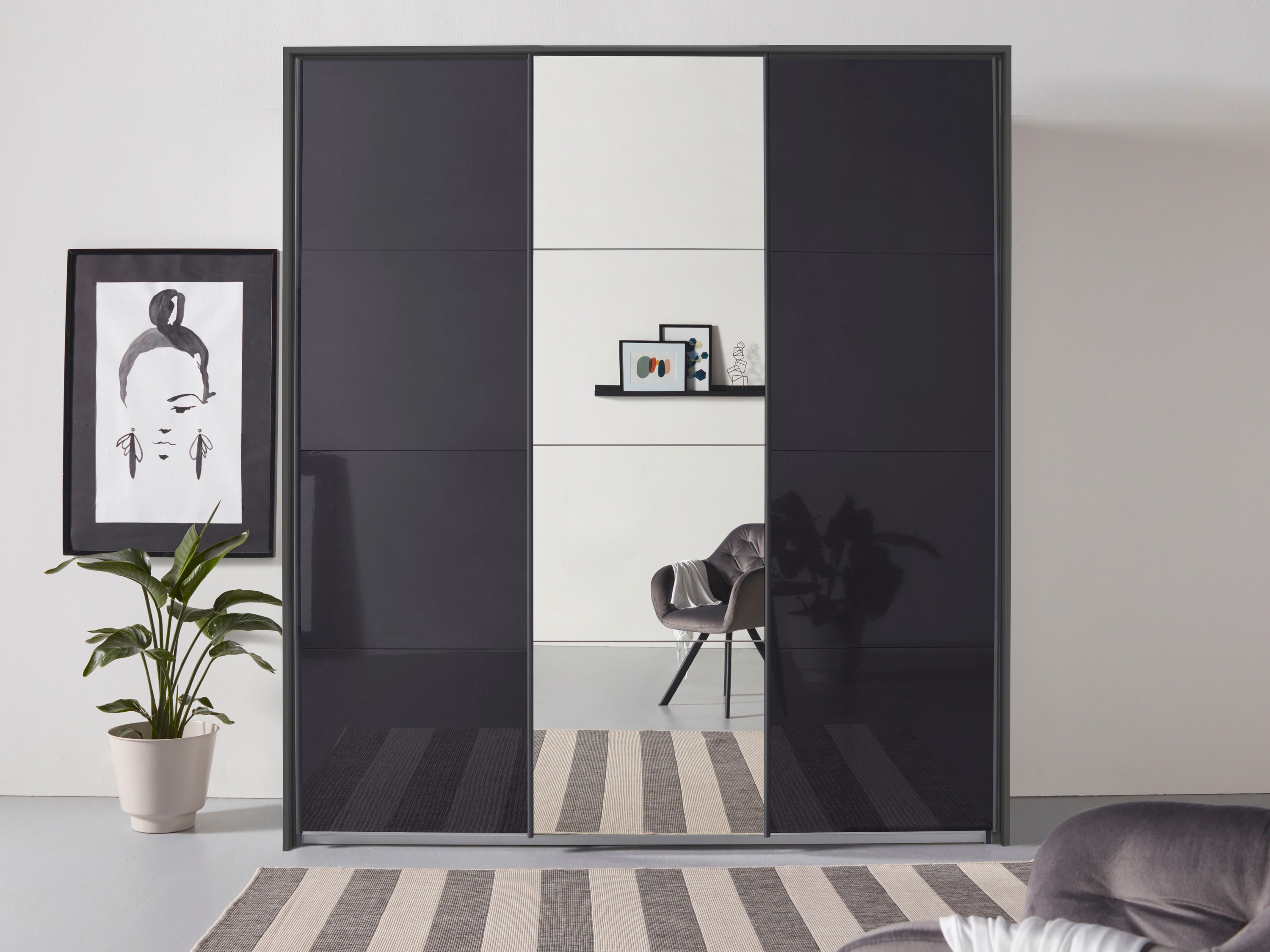 OTTO home "Mehrzweckschrank Aktenschrank Möbel Mietswohnung Schlafzimmer OTELI" Breiten 211/278/323/368 cm Höhen 214/233 cm, inkl. Passepartout optional mit Beleuchtung MADE IN GERMANY