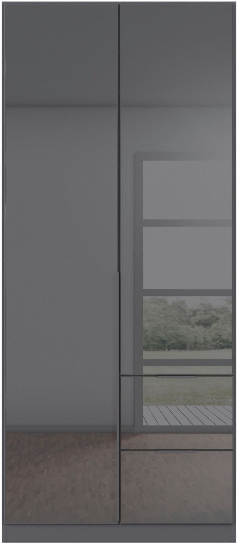 rauch Drehtürenschrank »Kleiderschrank Kleiderschränke Schrank Garderobe AGORDO mit Glasfront«, (in zwei Griff-Farben, Breiten 91-360 cm), mit Außenschubkästen, in 7 Breiten und 2 Höhen MADE IN GERMANY