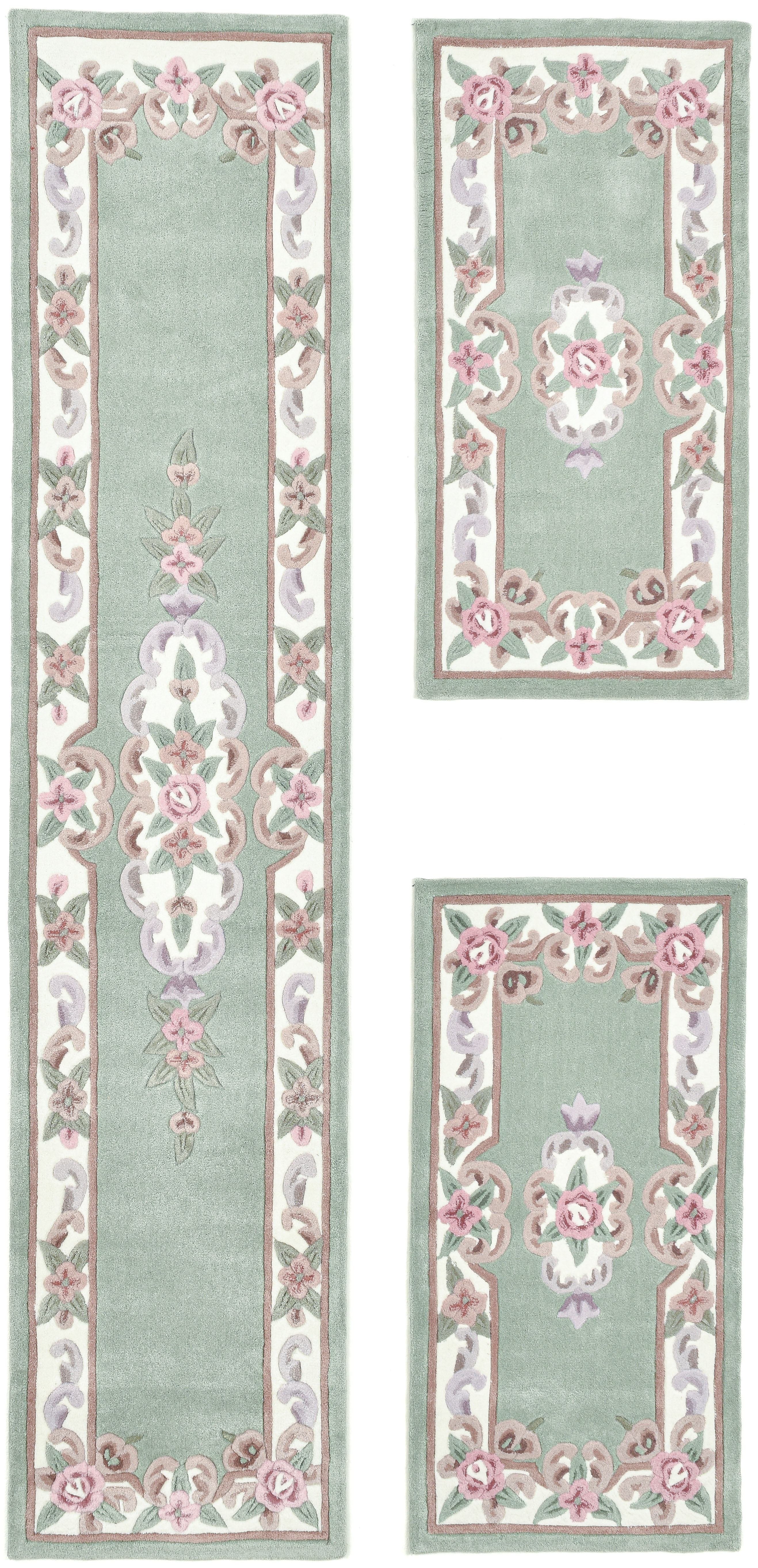 THEKO Bettumrandung "Ming" Höhe 14 mm 3 Stk. tlg. Bettvorleger, Läufer-Set, Pastell-Farben, florales Design