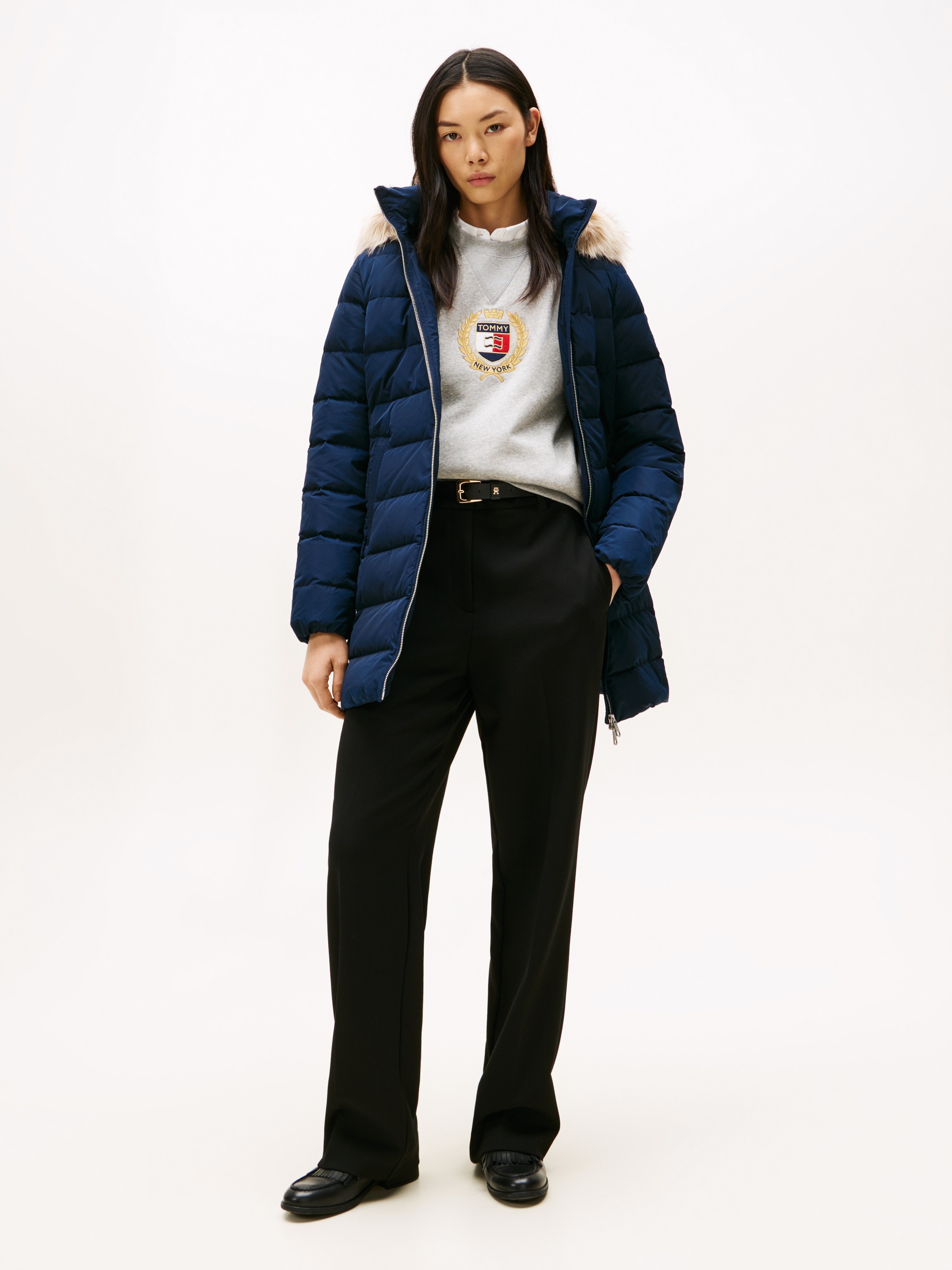 Tommy Hilfiger Steppmantel »MW DOWN SLIM COAT WITH FUR« mit Fellimitat