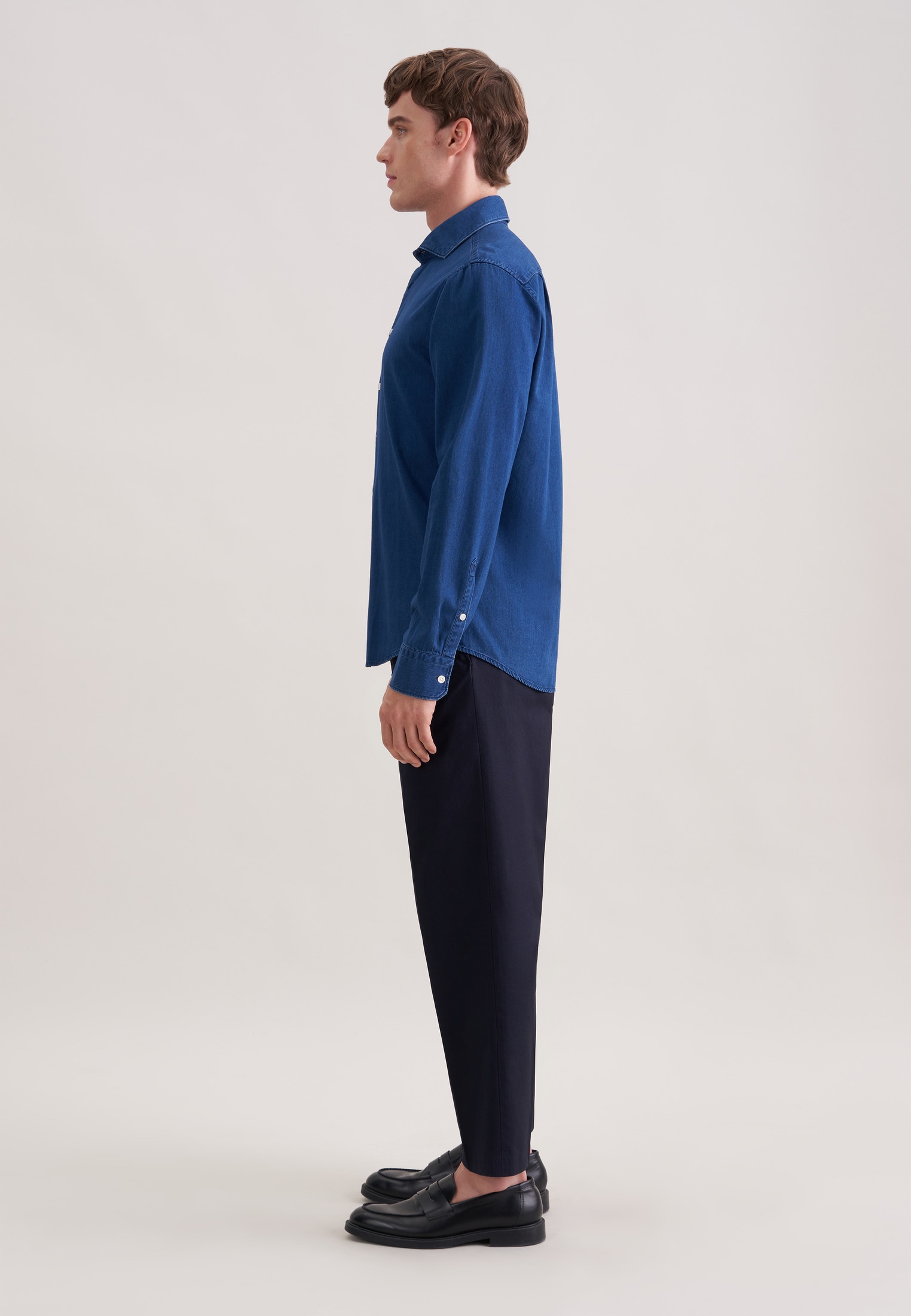 seidensticker Jeanshemd Regular 1/1 Kentkragen Denim