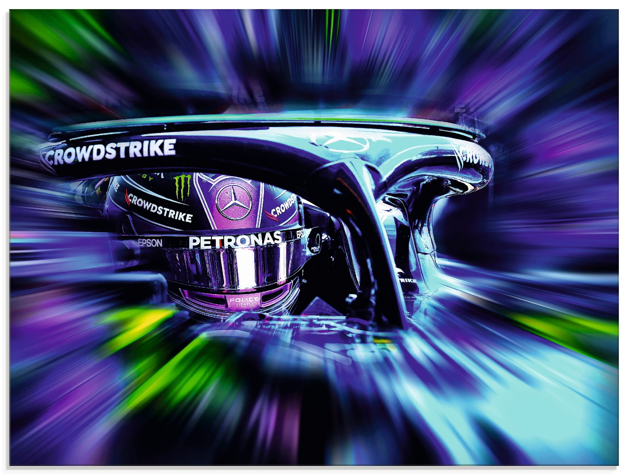 Artland Glasbild "LH44 - Hamilton in kreativen Farben" Funsport 1 Stk. tlg. in verschiedenen Größen