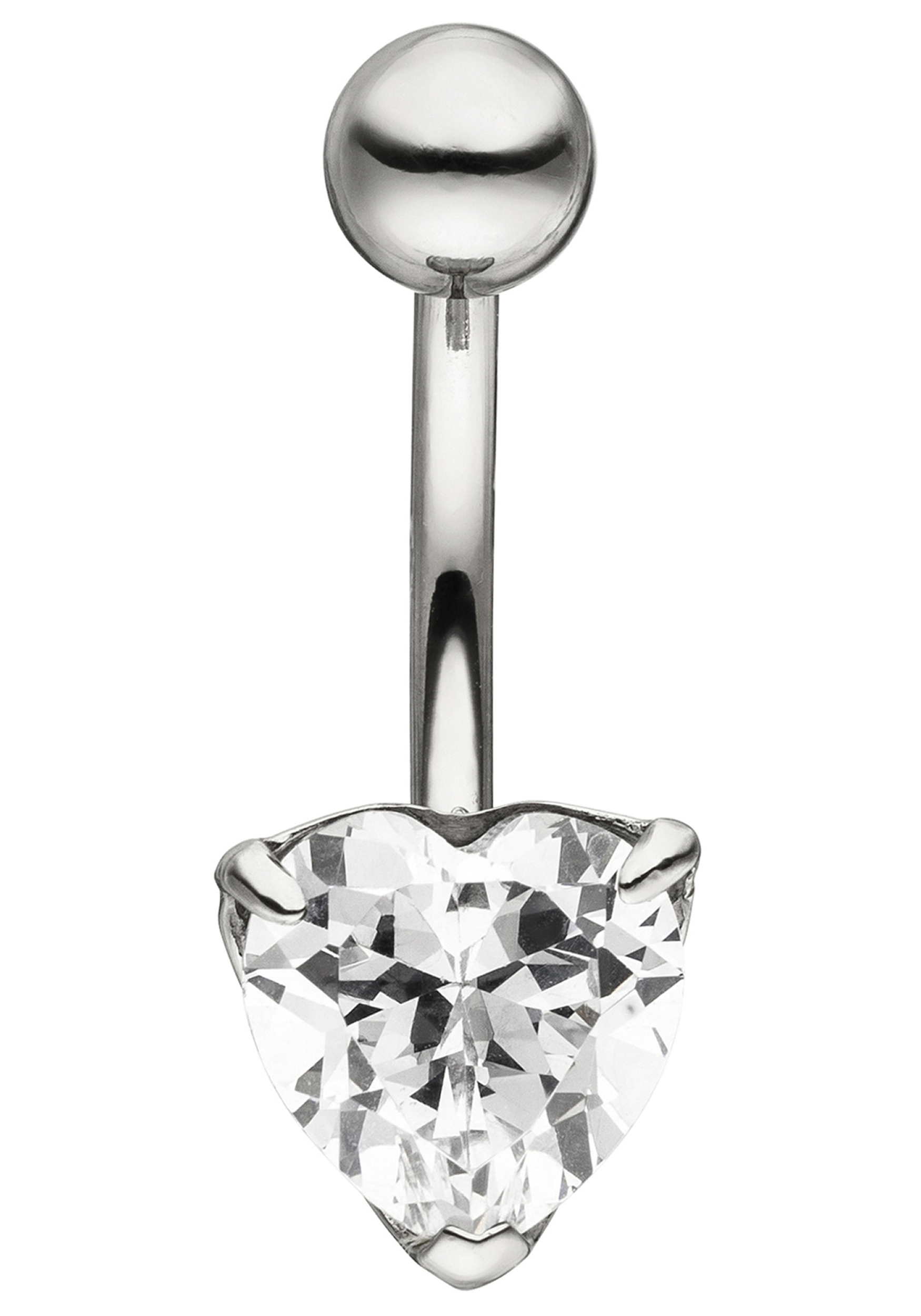 Bauchnabelpiercing »Herz«, Edelstahl mit Zirkonia