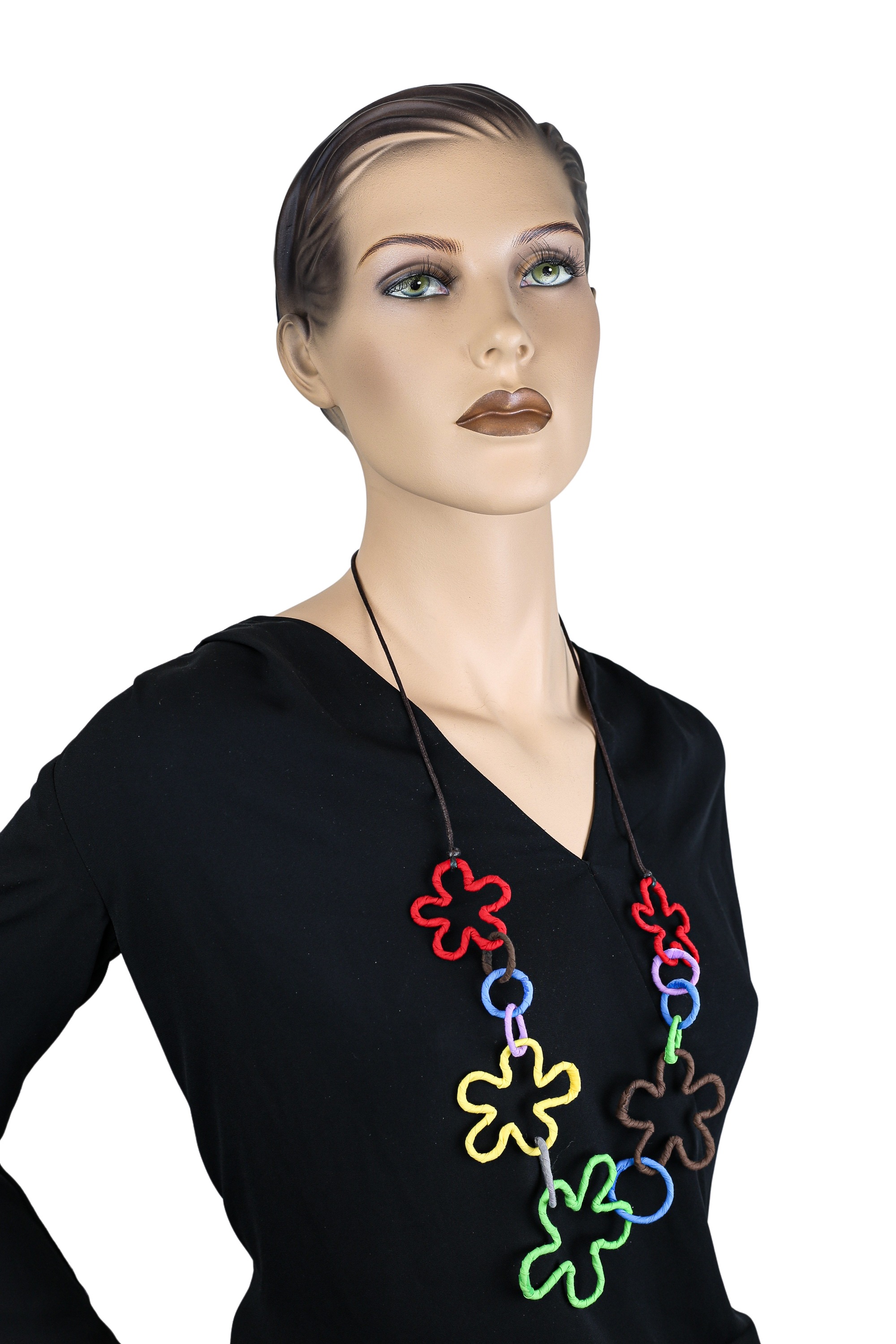 COLLEZIONE ALESSANDRO Kette mit Anhänger »Salita«, mit Stoff umwickelte Blüten und Ringe