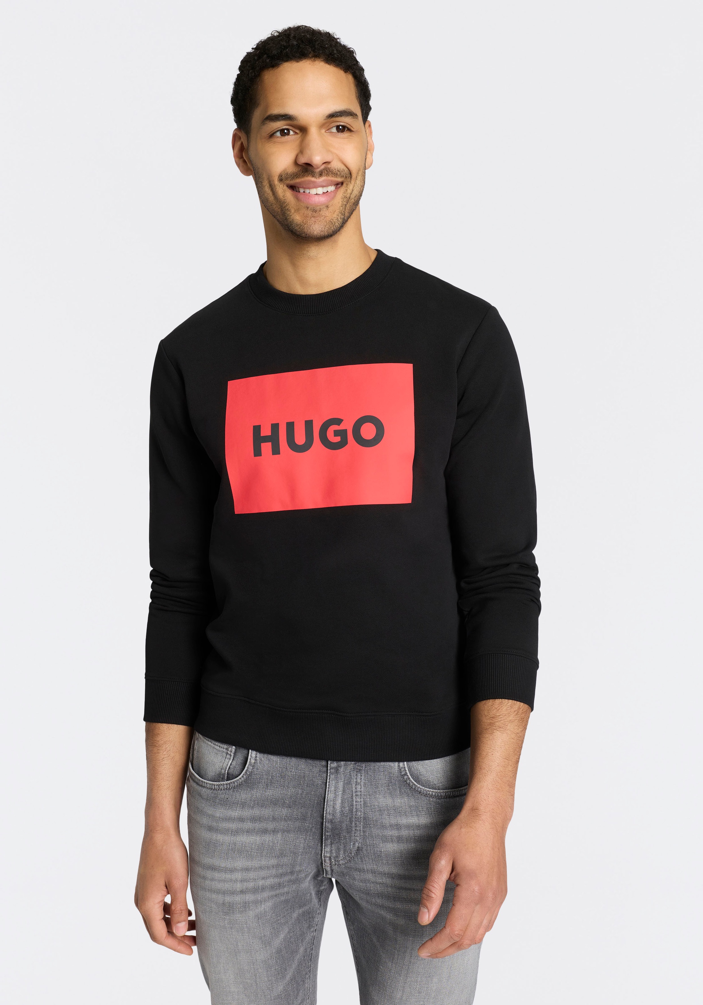 HUGO Sweatshirt "Duragol", Rundhalsausschnitt, Regular Fit, großer Logo-Dru günstig online kaufen
