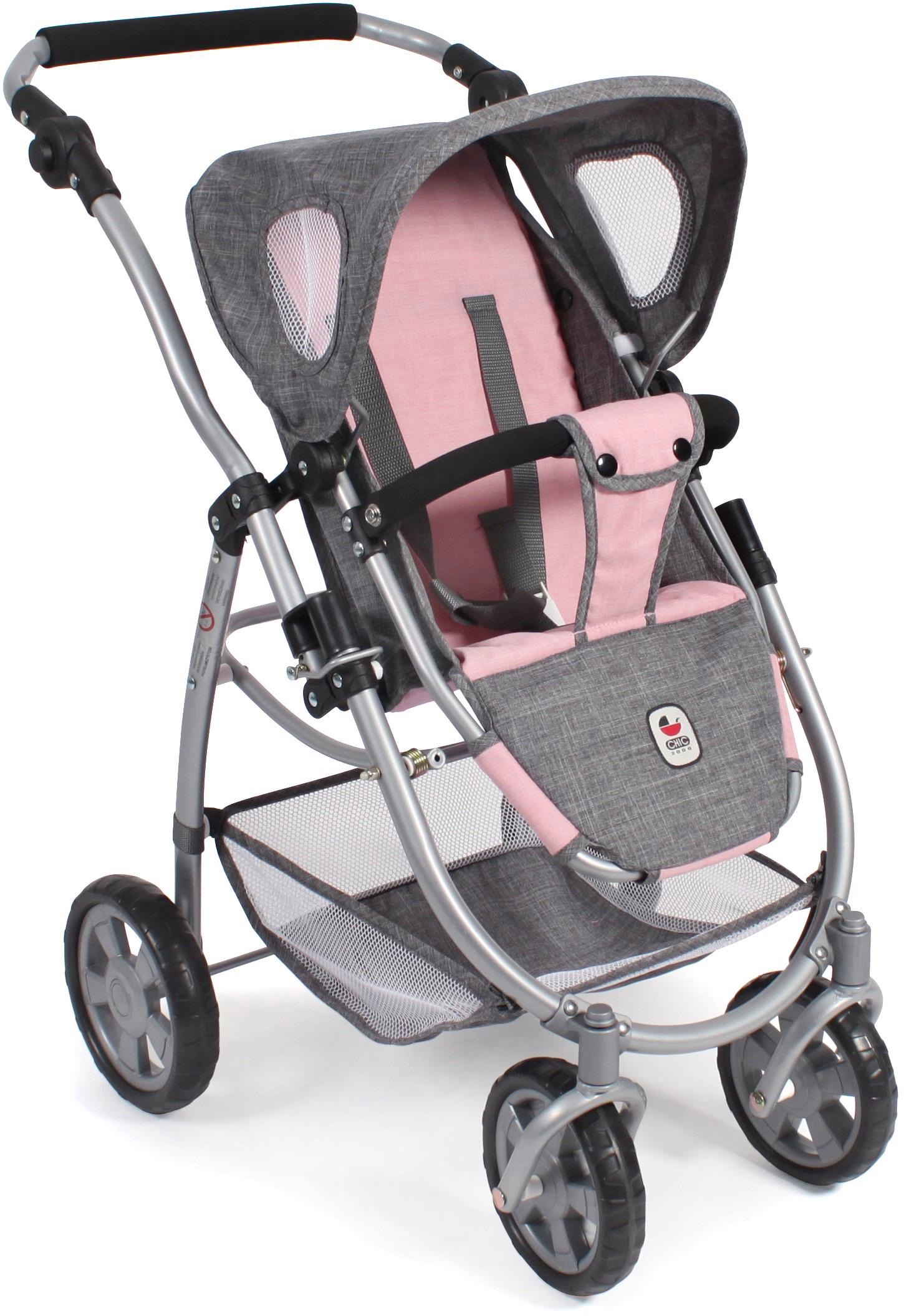 CHIC2000 Kombi-Puppenwagen »Emotion All In 3in1, Grau-Rosa«, inkl. Babywanne, Babyschale und Sportwagenaufsatz