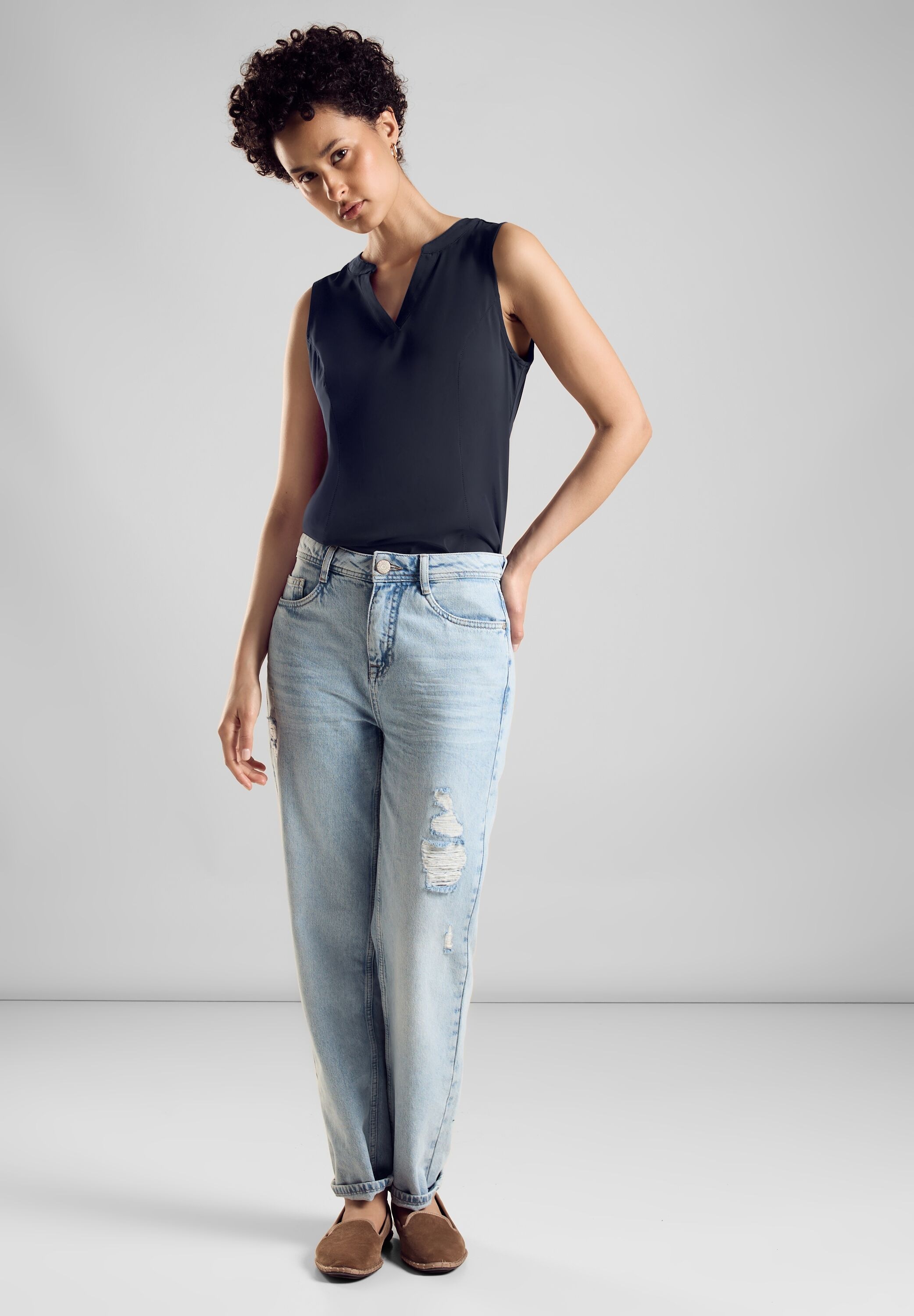 STREET ONE Blusentop, aus softem Materialmix