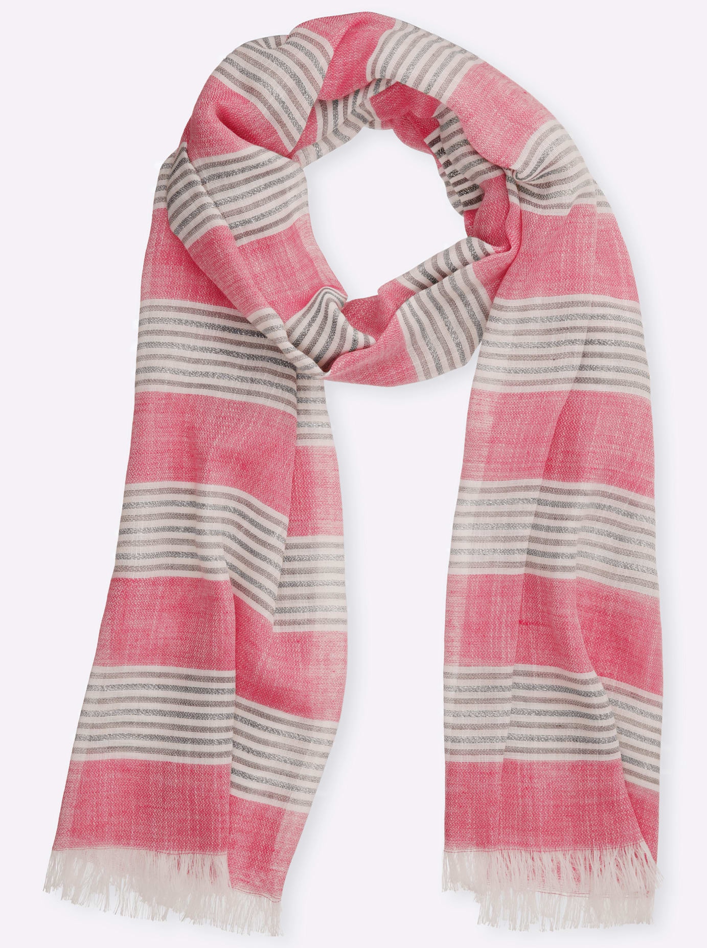 Modeschal HEINE, Damen, pink, Polyester, gemustert, Modetücher