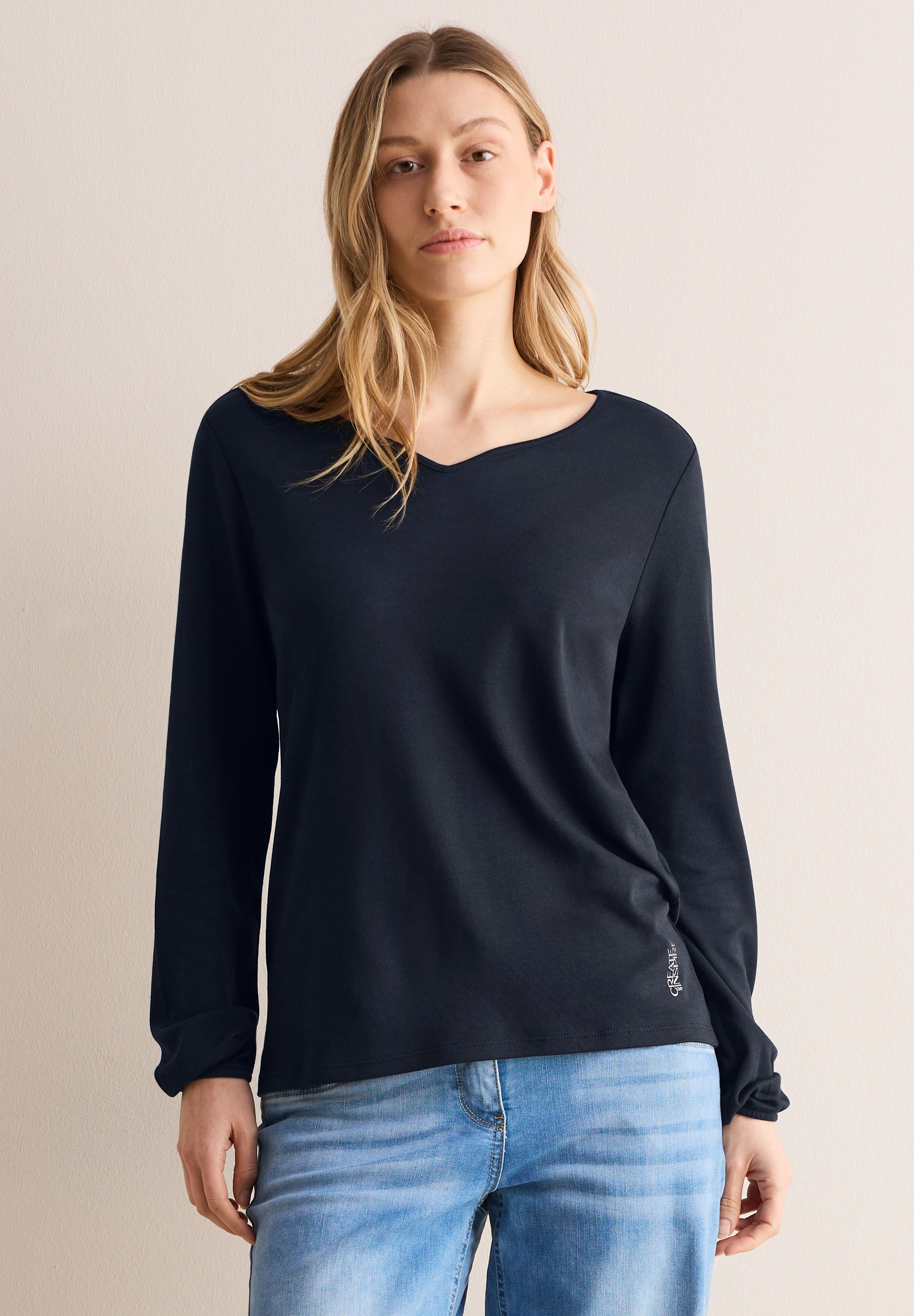 Cecil Langarmshirt, aus softem Materialmix