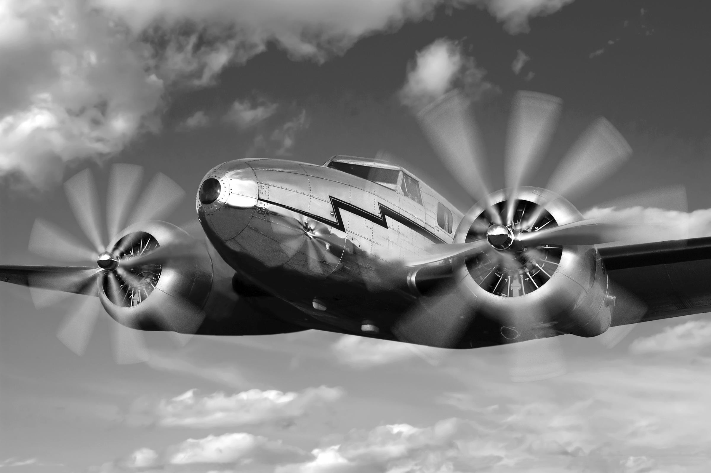Papermoon Fototapete »Flugzeug Schwarz & Weiß«