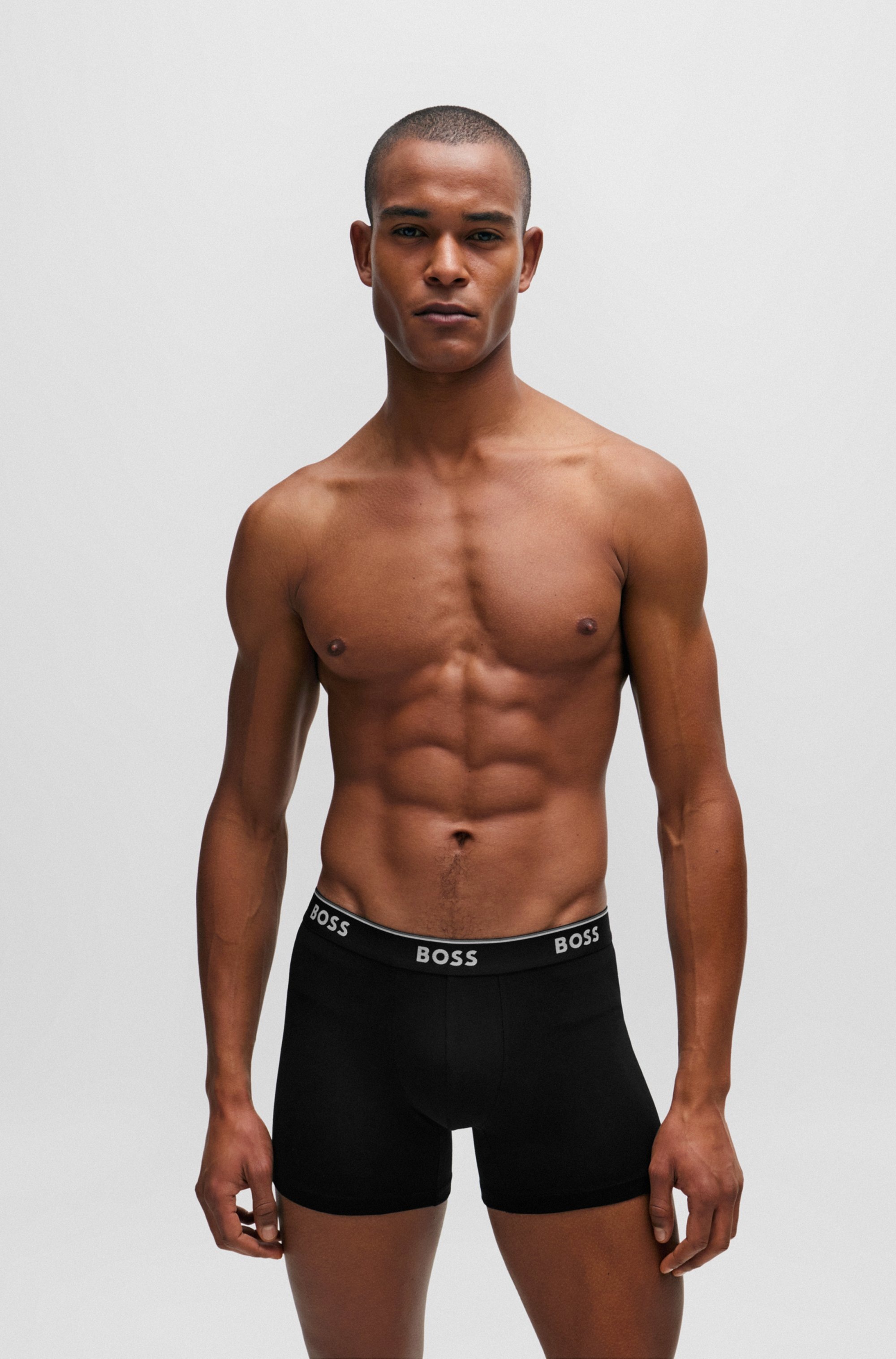 BOSS Langer Boxer »Brief 3 PACK«, mit farblich passendem Webbund