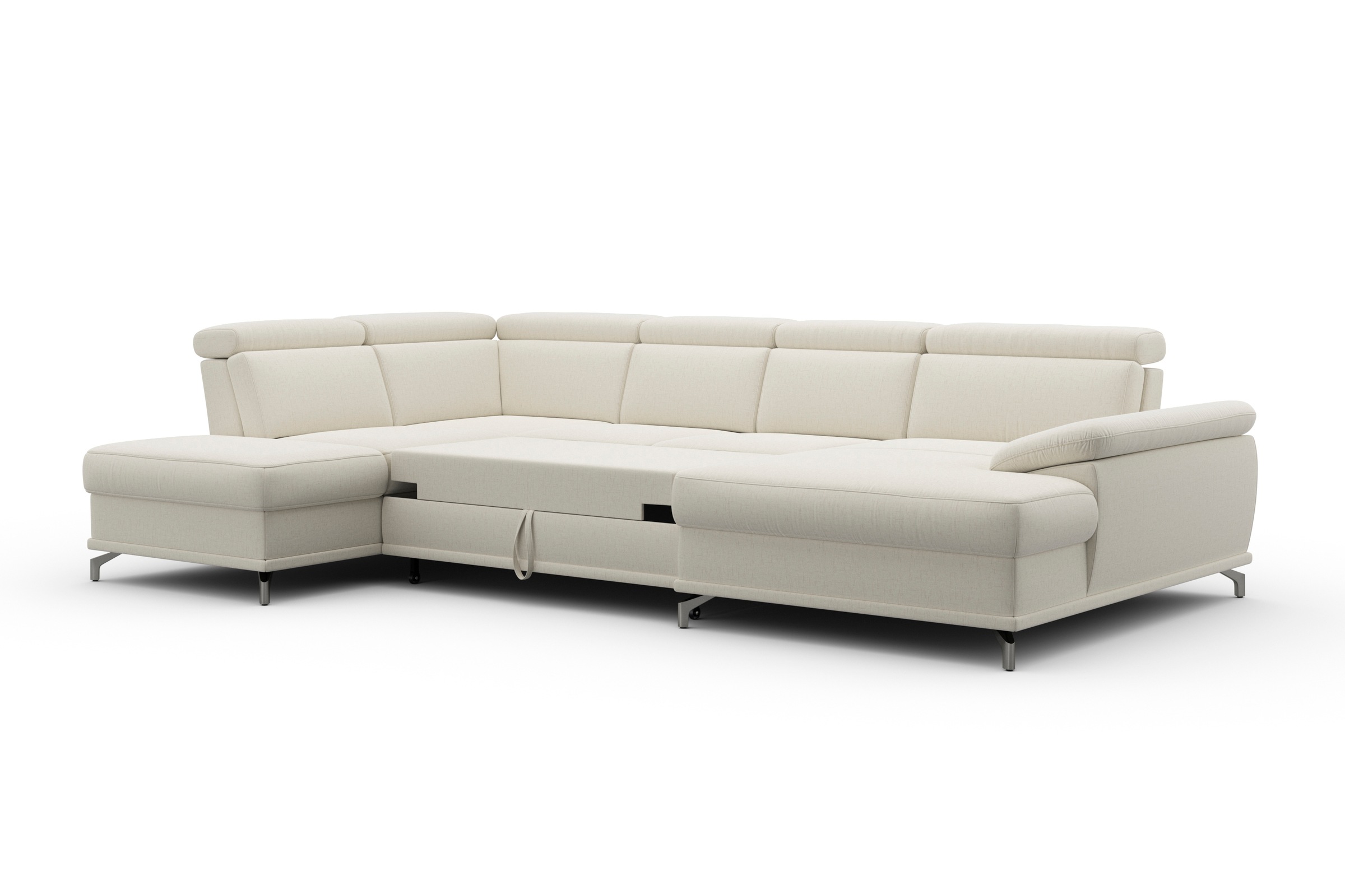 sit&more Wohnlandschaft »Cabrio U-Form, mit Sitztiefenverstellung, Arm- und Kopfteilverstellung«, 3 Nierenkissen, Federkern, optional Bettfunktion und Stauraum